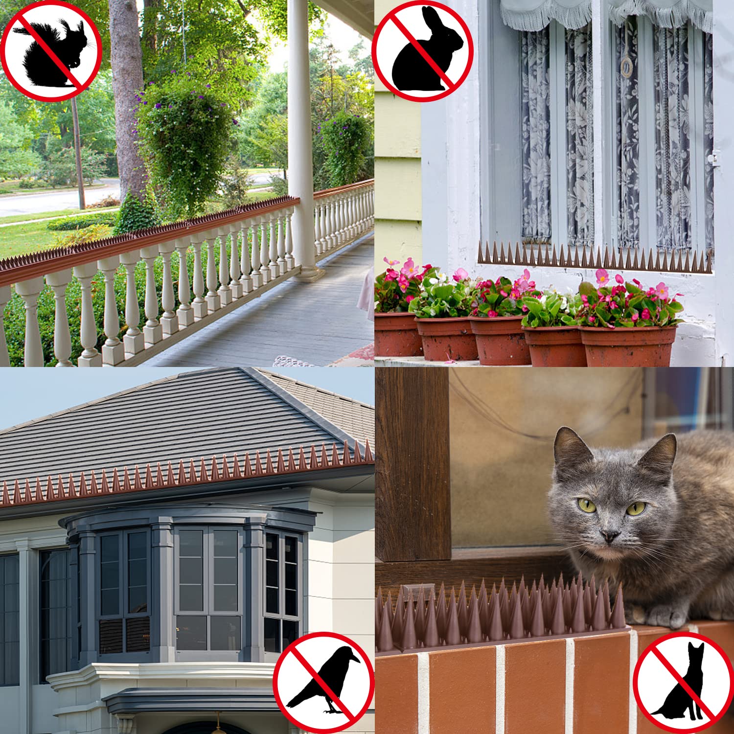 20 Pack Bird Spikes - Heavy Duty Bird Deterrent Spikes for Pigeons, Squirrels, Raccoons & Cats | Outdoor Pest Control for Roofs, Fences, Balconies & Ledges | Keep Birds Away from Your Property Safely & Humanely