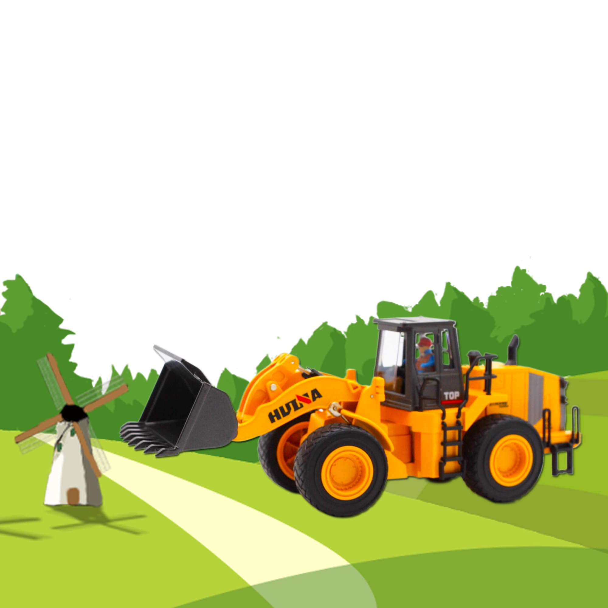 1/35 Scale Large Wheeled Loader Heavy Duty Construction Vehicle - Metal Bulldozer Toy for Kids, Realistic Engineering Vehicle for Outdoor Sandbox Play & Birthday Gift for Toddler Boys | Perfect for Construction Pretend Play, Sandbox Activities & STEM Learning