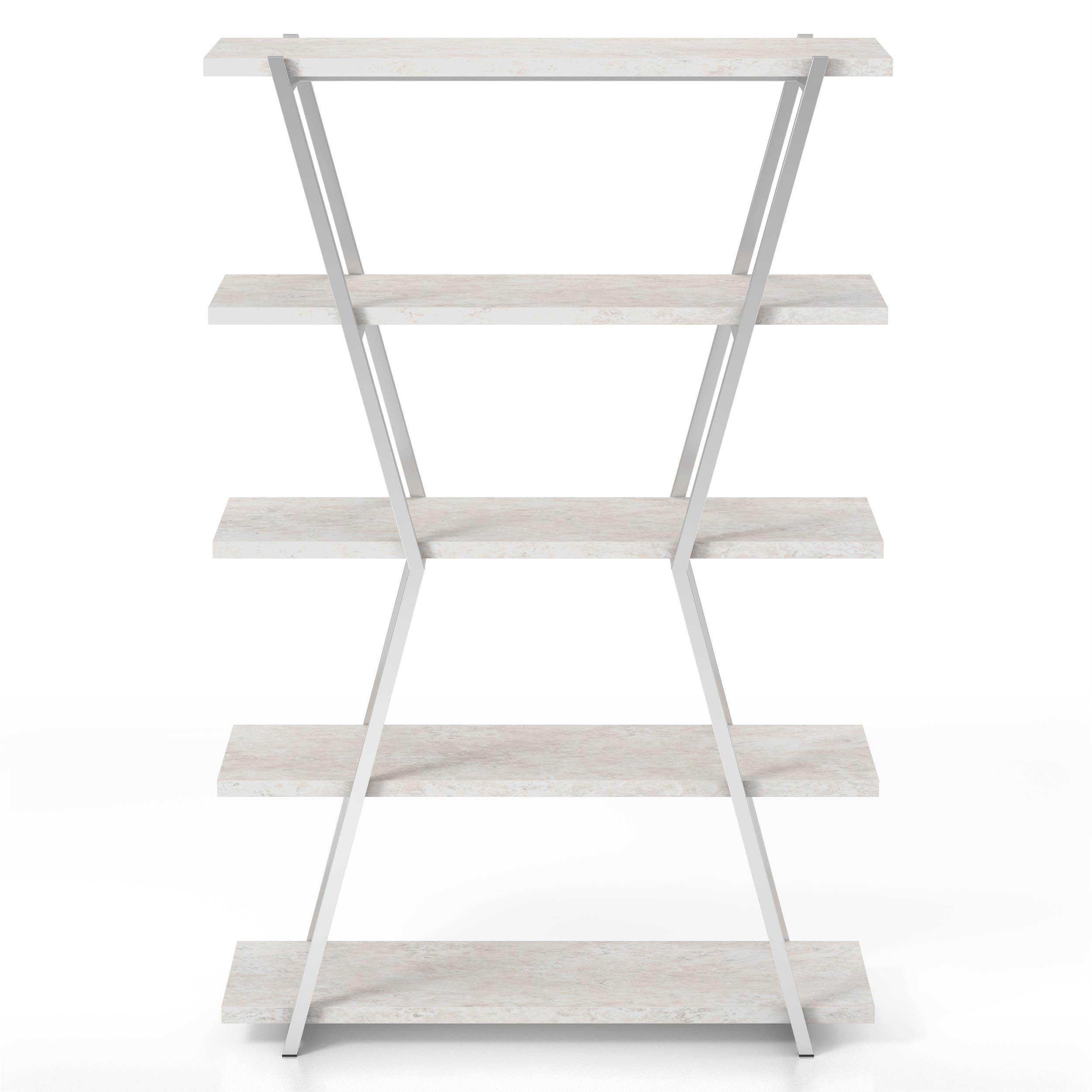Furniture of America Ketano Chrome Metal 4-Tier Bookcase - Perfect for Home Office, Living Room & Bedroom Storage