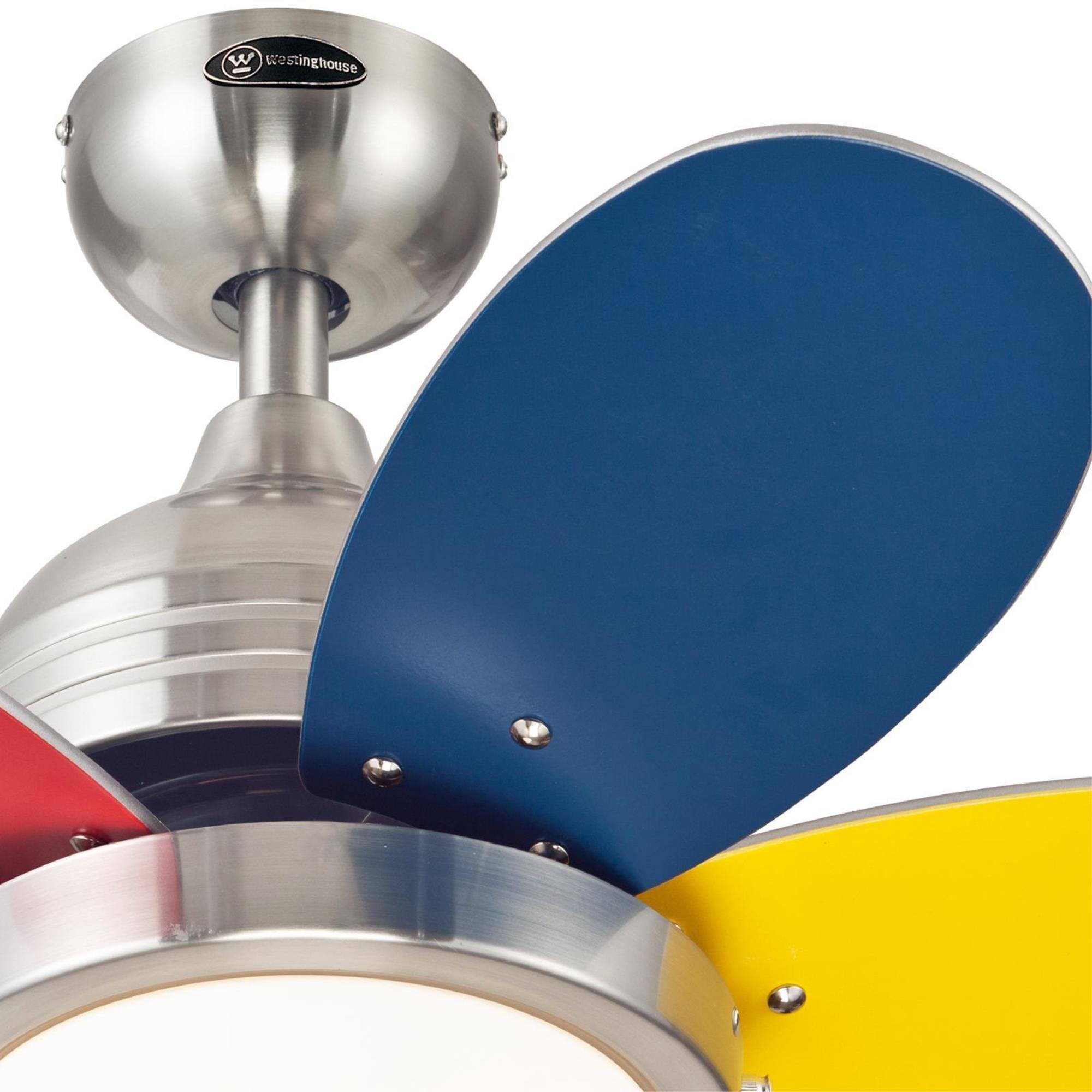Westinghouse 7223600 30 Inch Roundabout Indoor Ceiling Fan with Light Kit, Brushed Nickel Finish - Perfect for Bedroom, Living Room, and Home Office