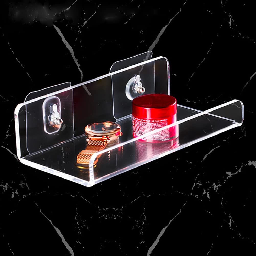Clear Acrylic Floating Shelf - Wall Mounted U-Shaped Display Shelf for Home Decor, Bathroom, Kitchen & Living Room Organization - 7.87 x 3.94 Inch Storage Rack (1 Piece) - Perfect for Nail Salon Display & Small Space Storage Solutions