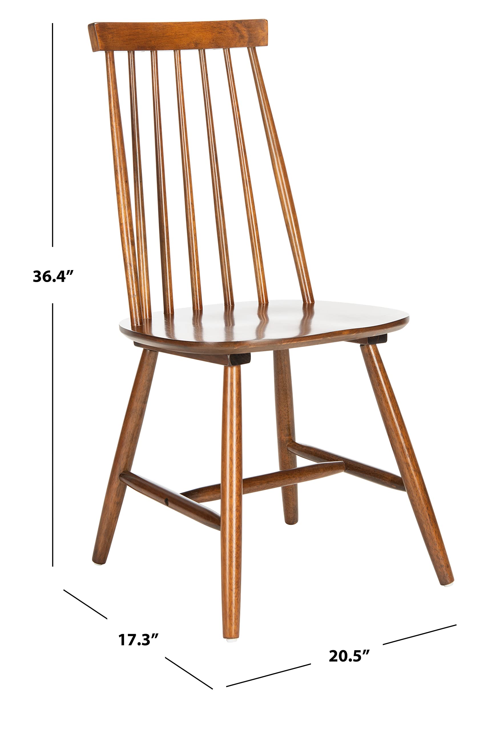 SAFAVIEH Priam Farmhouse Walnut Brown Spindle Back Accent Chair - Rustic Dining & Living Room Furniture for Kitchen, Breakfast Nook, and Home Decor