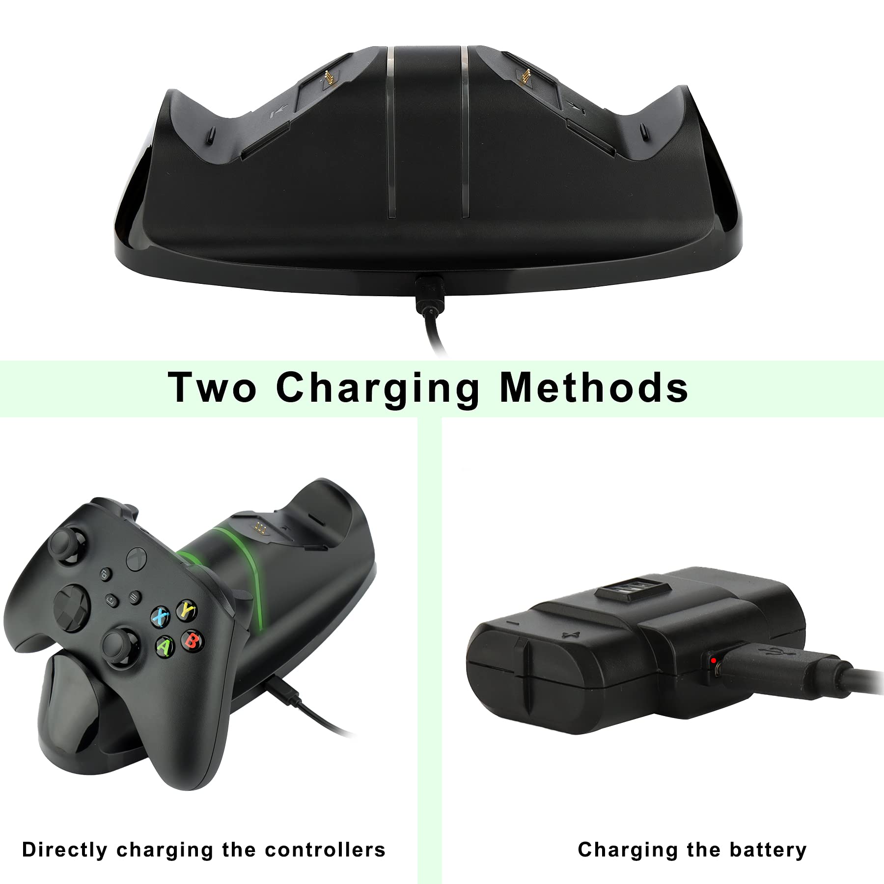 Xbox Series X|S & One Controller Charger - Dual Charging Dock with 2 Rechargeable Battery Packs, 4 Controller Covers, 8 Thumb Grips, Custom Skin & USB Charging Cable - Perfect for Gaming Sessions & Multiplayer Setup