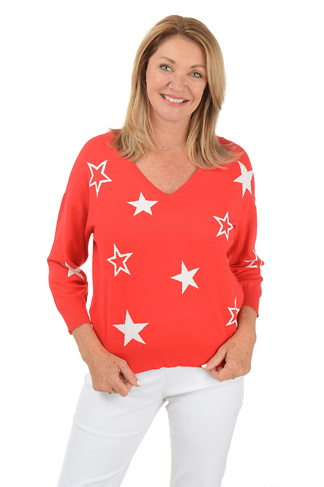 Elegant Starry V-Neck Sweater for Women - Soft & Cozy Knit Pullover - Perfect for Fall, Winter & Casual Outfits