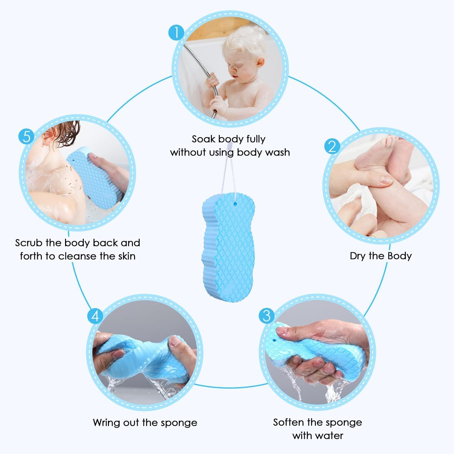 Ultra Soft Exfoliating Bath Sponge for Adults & Kids - Dead Skin Remover Shower Sponge - Gentle Magic Scrub for Sensitive Skin & Pregnancy - 2 Pack (Multi-Color) - Perfect for Daily Shower & Spa Relaxation