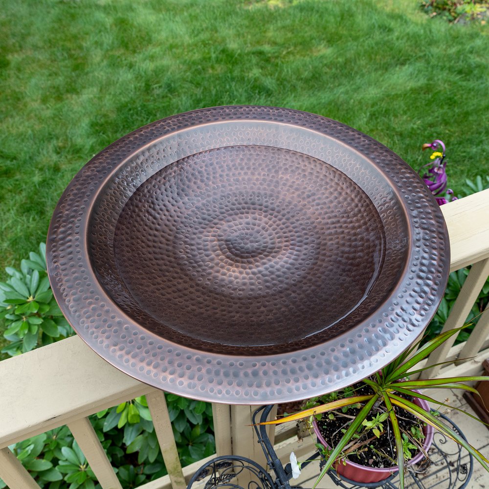 Achla Designs Hammered Copper Birdbath for 4x4 Post - Outdoor Garden Decor for Birds & Wildlife - Perfect for Backyard, Patio, and Garden Decorations