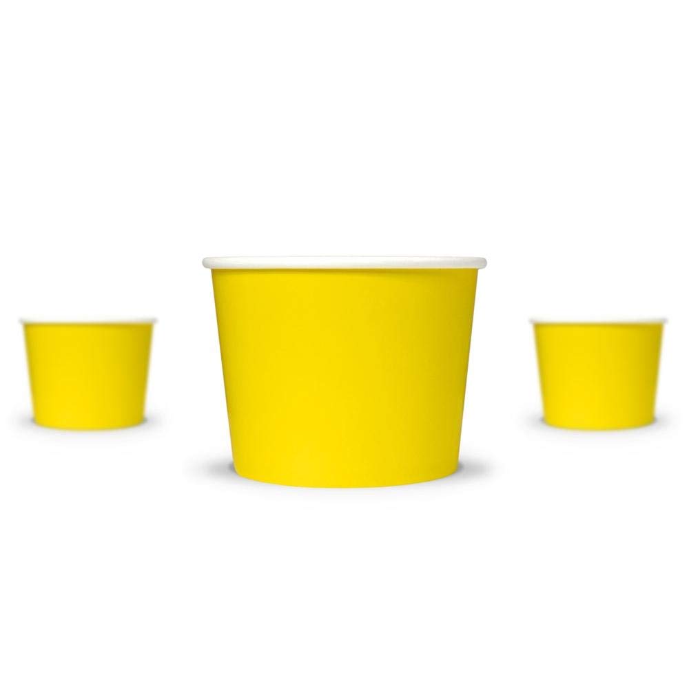 UNIQ [1,000 Count] 12 oz Yellow Disposable Paper Ice Cream Bowls - Bulk Ice Cream Cups for Hot & Cold Foods - Ice Cream Bar & Frozen Dessert Supplies - Perfect for Parties, Catering & Food Service