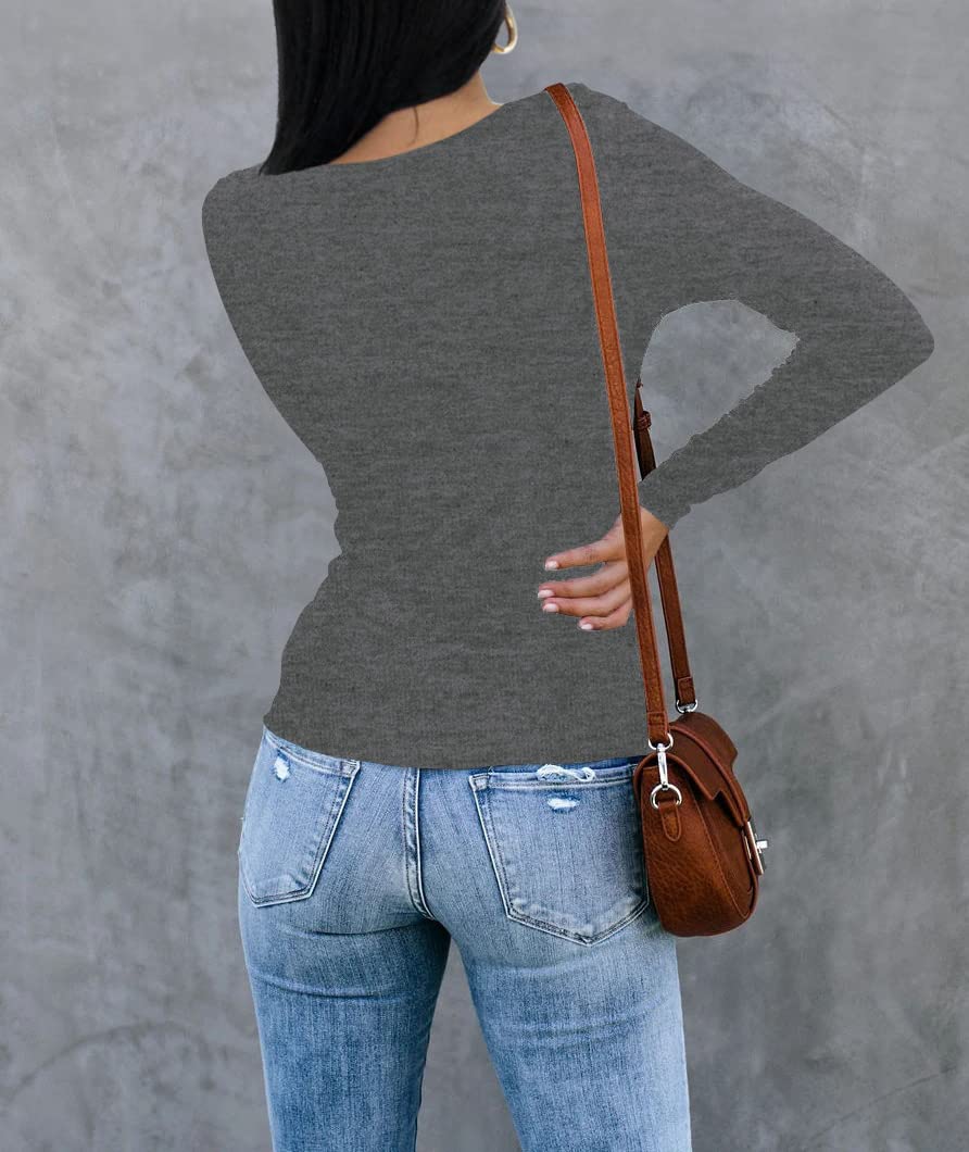 REVETRO Women's Long Sleeve Crewneck T-Shirt - Slim Fit Basic Fall Top for Casual Wear, Work, and Y2K Fashion Outfits | Trendy Going Out Tops for Women