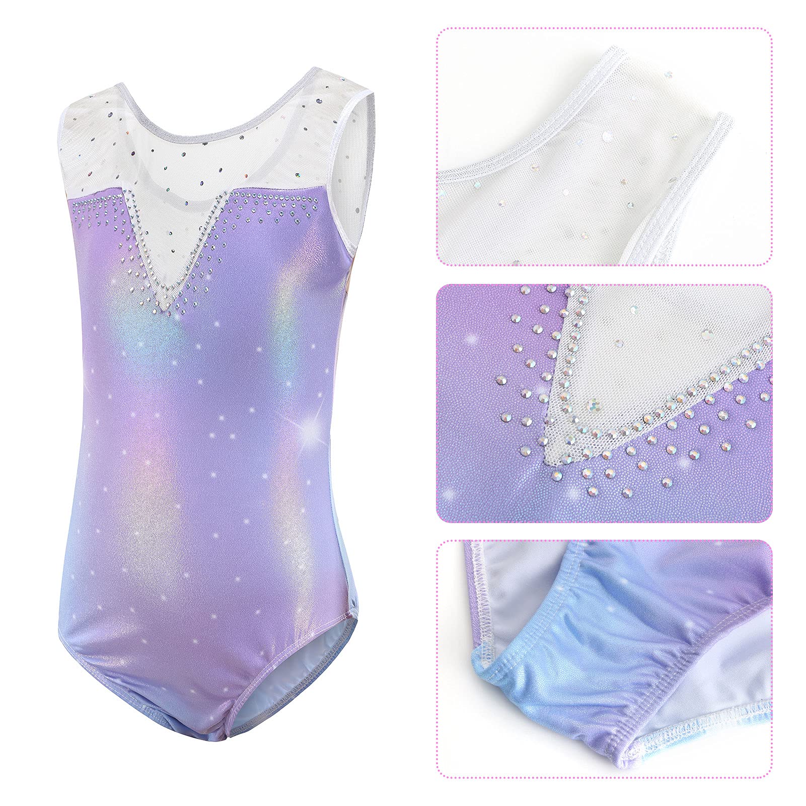 Happy Cherry Little Girls One Piece Gymnastics Leotard - Long Sleeve Athletic Ballet Dance Leotards for Ballerina, Dancewear for Recitals, Performances & Practice
