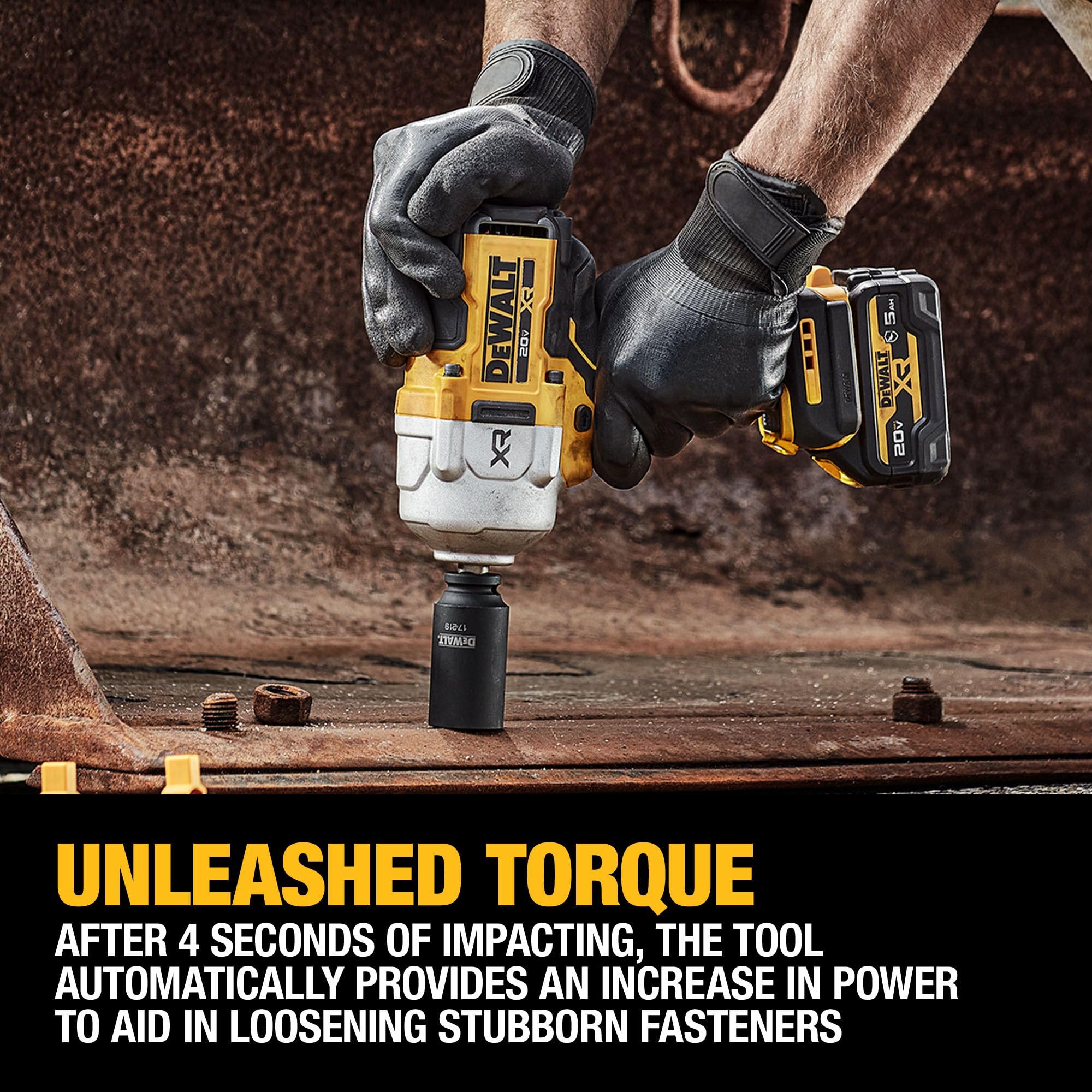 DEWALT DCF961GP1 20V MAX XR Cordless Impact Wrench Kit - 1/2 Inch, Hog Ring Anvil, Includes Battery & Charger - Perfect for Automotive Repairs & Construction Projects