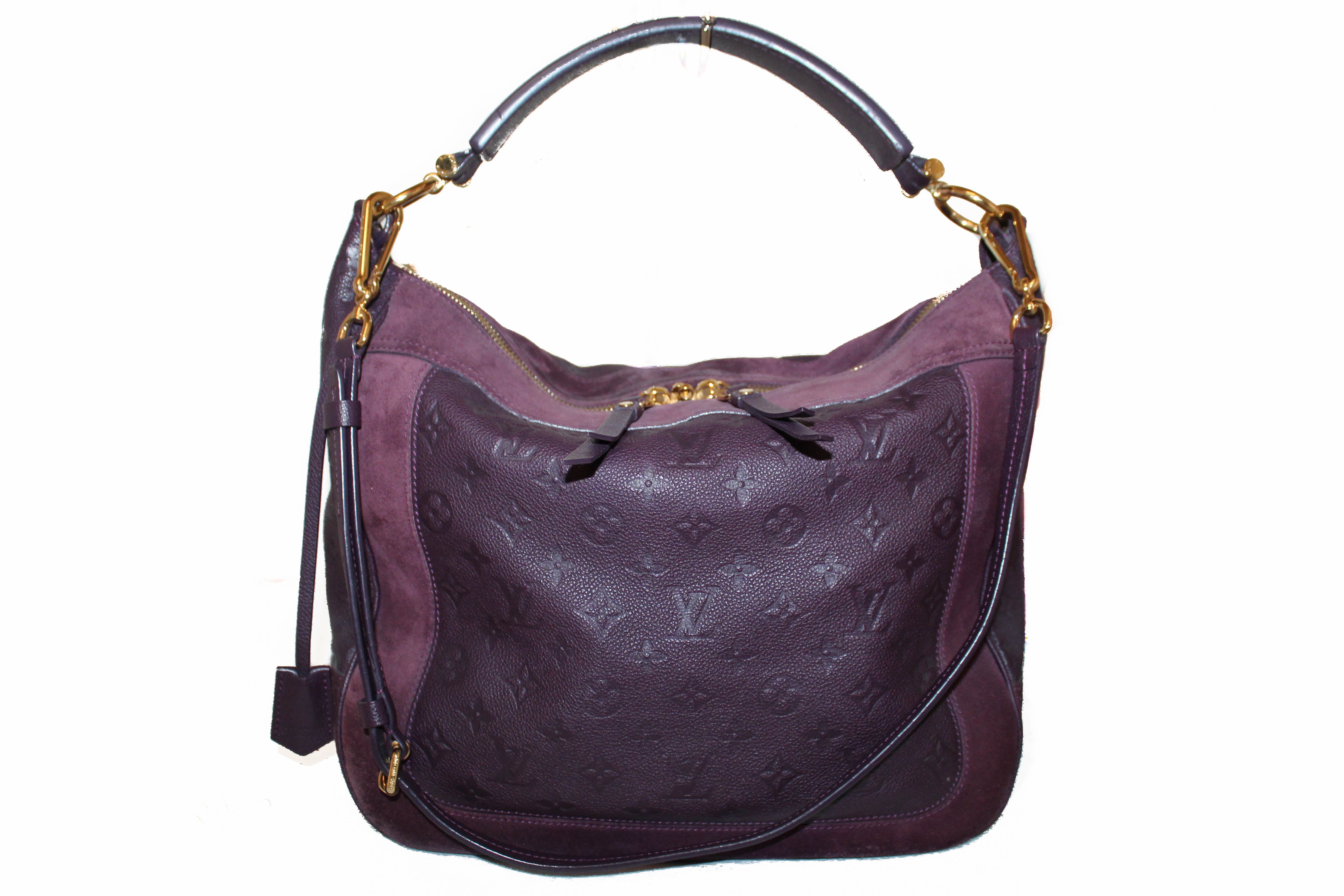 Authentic Louis Vuitton Purple Suede Empreinte Leather Audacieuse MM Shoulder Bag for Women | Luxury Designer Handbag for Work, Travel & Evening Events