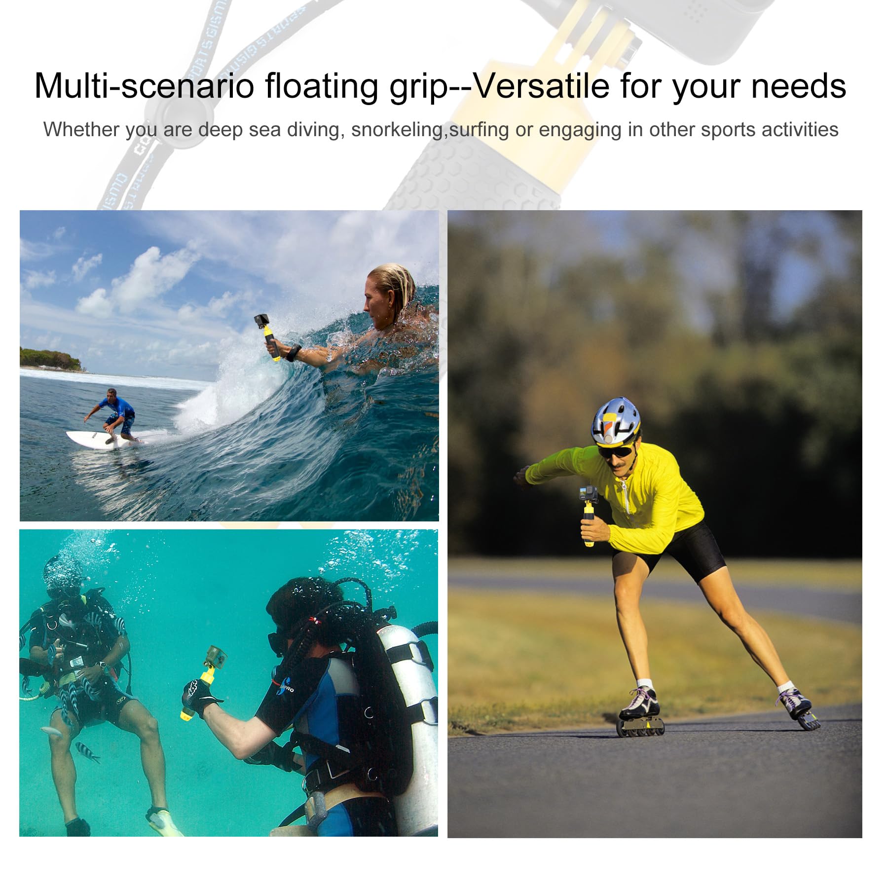 GoPro Floating Hand Grip with Detachable Tripod Stand - Underwater Handle Mount for Hero 13/12/11/10/9/8/7/6/5/4, Max, Mini & DJI Action Cameras - Perfect for Diving, Snorkeling, Swimming & Water Sports Accessories