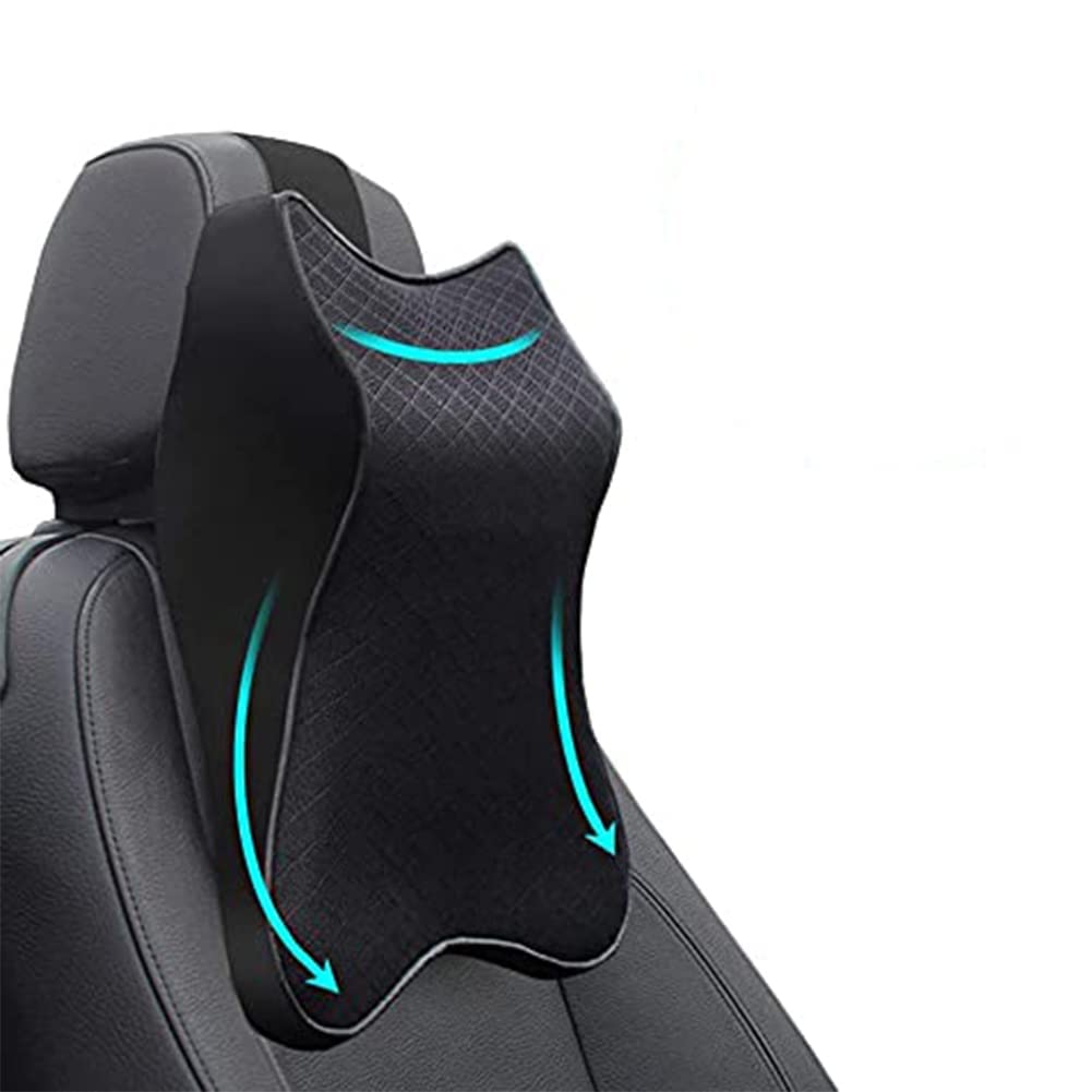 Premium Memory Foam Car Neck Pillow - Ergonomic Neck Support for Drivers & Passengers - Relieves Neck Pain - Fits Most Vehicles, Office Chairs & Travel - Black (Pack of 1) - Perfect for Long Drives, Commuting & Work Comfort