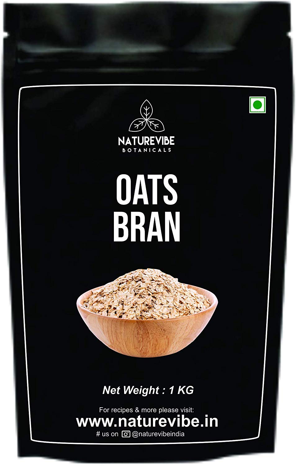 Naturevibe Botanicals Organic Oats Bran - 1kg (35.2 oz) | High Fiber, Gluten-Free, Non-GMO | Perfect for Baking, Smoothies & Healthy Breakfast