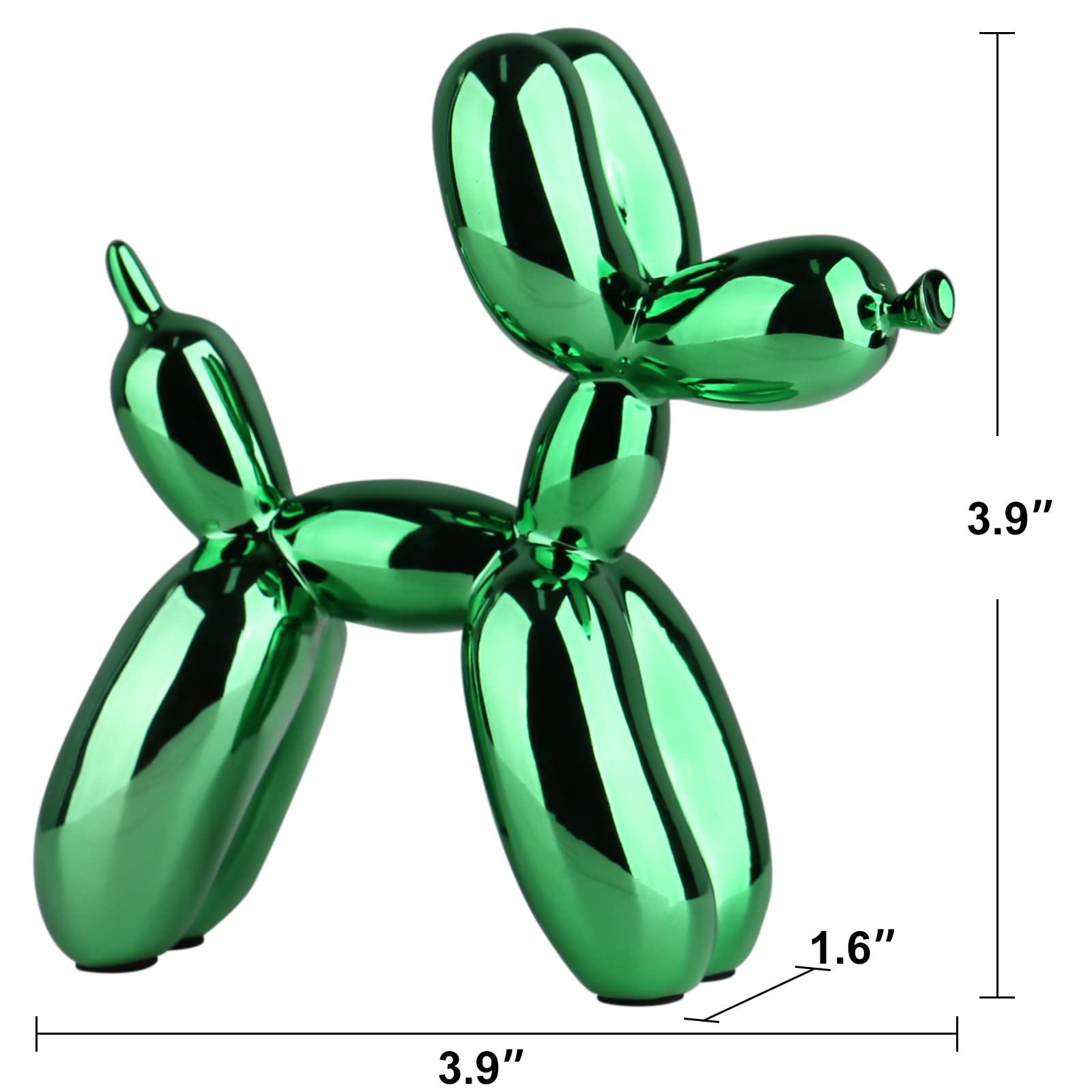Green Balloon Dog Sculpture - Modern Preppy Room Decor, Cute Animal Statue for Shelf, Desk & Office - Gold Home Decor Accent for Bedroom, Living Room & Workspace