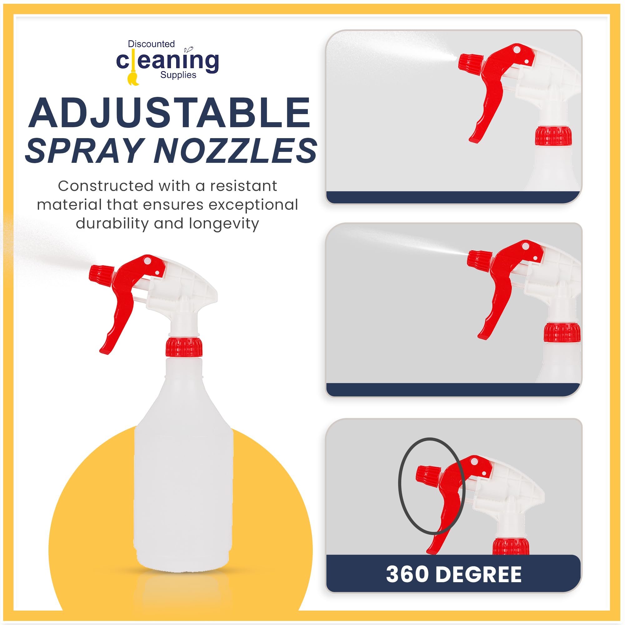 5-Pack 750ml Plastic Spray Bottles for Cleaning, Gardening & Home | Heavy Duty Refillable Mist Bottles (Red)