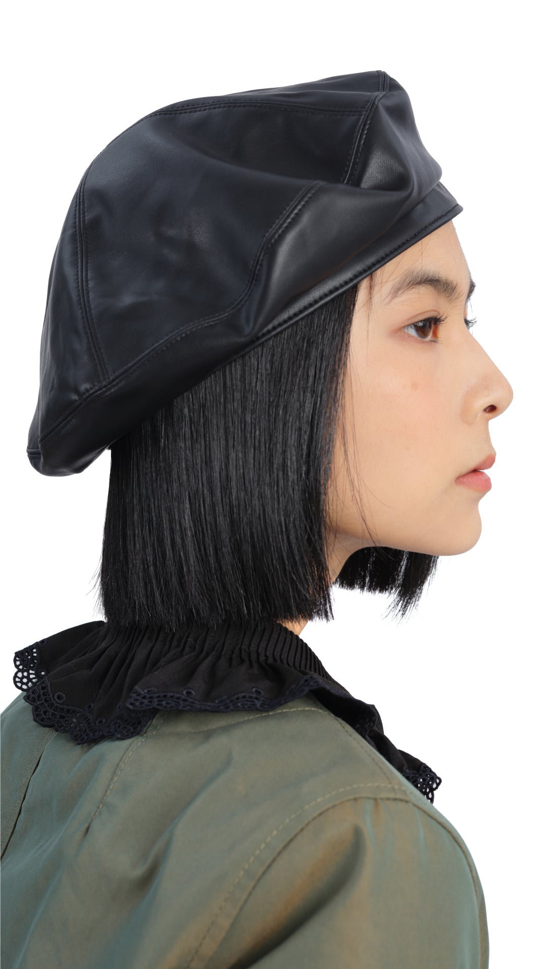 Stylish Faux Leather Full Moon Beret Hat for Women - Fashionable Winter Accessory for Outfits, Parties & Photoshoots