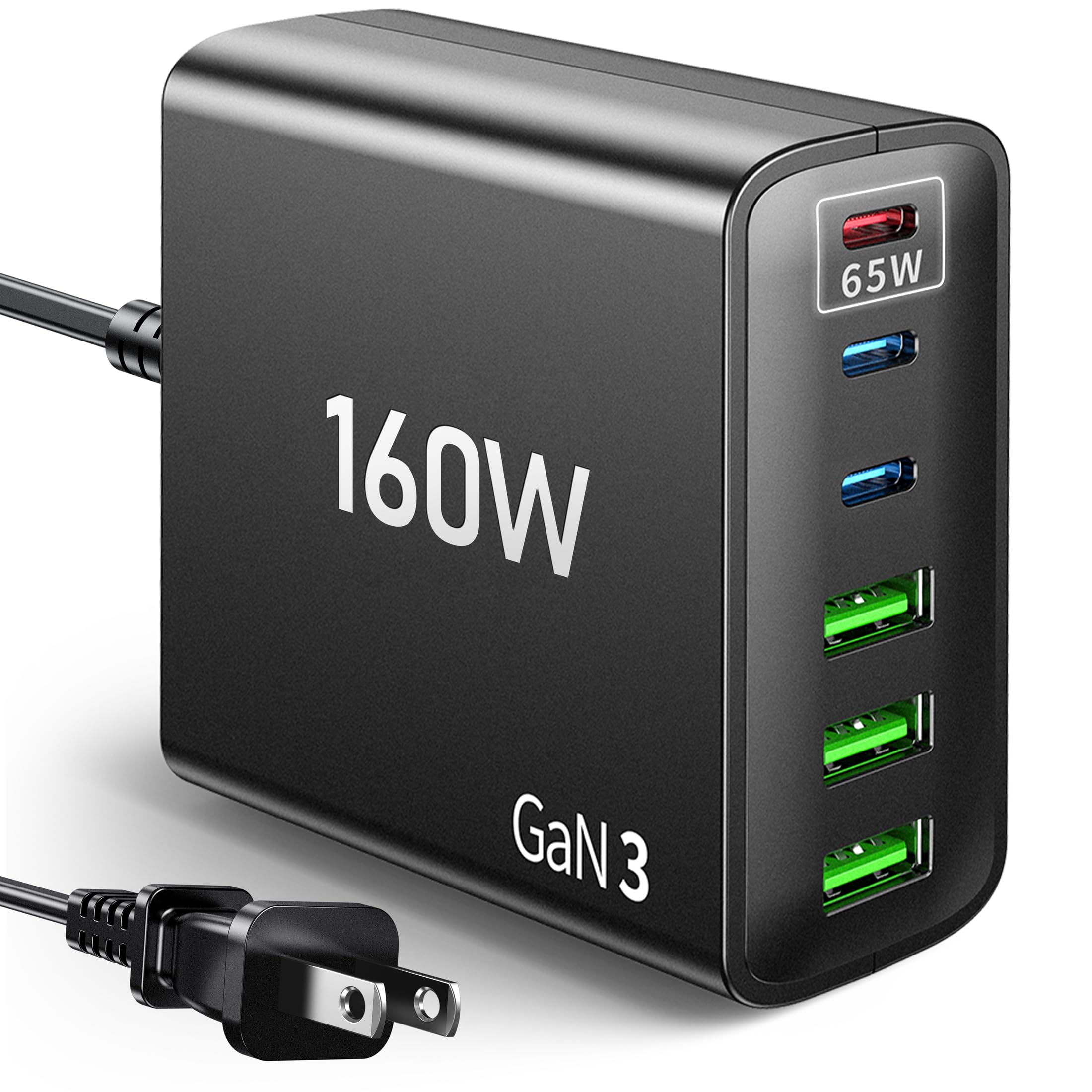 6-Port USB C Fast Charger Block 160W GaN Charging Station - PD Charger for iPhone, iPad, MacBook, Samsung Galaxy - Perfect for Home, Office & Travel Charging Multiple Devices Simultaneously