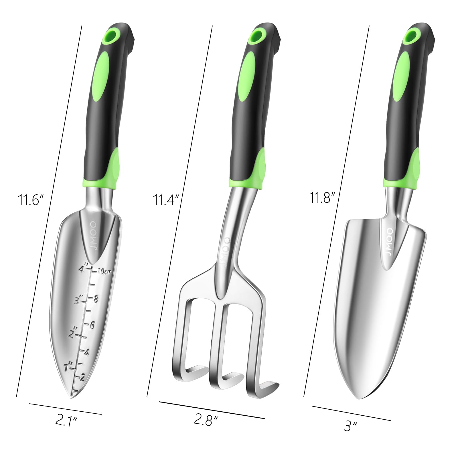 3-Piece Garden Tool Set with Non-Slip Ergonomic Handles - Lightweight Rust-Proof Aluminum Alloy Gardening Tools for Men & Women - Perfect for Planting, Weeding & Landscaping