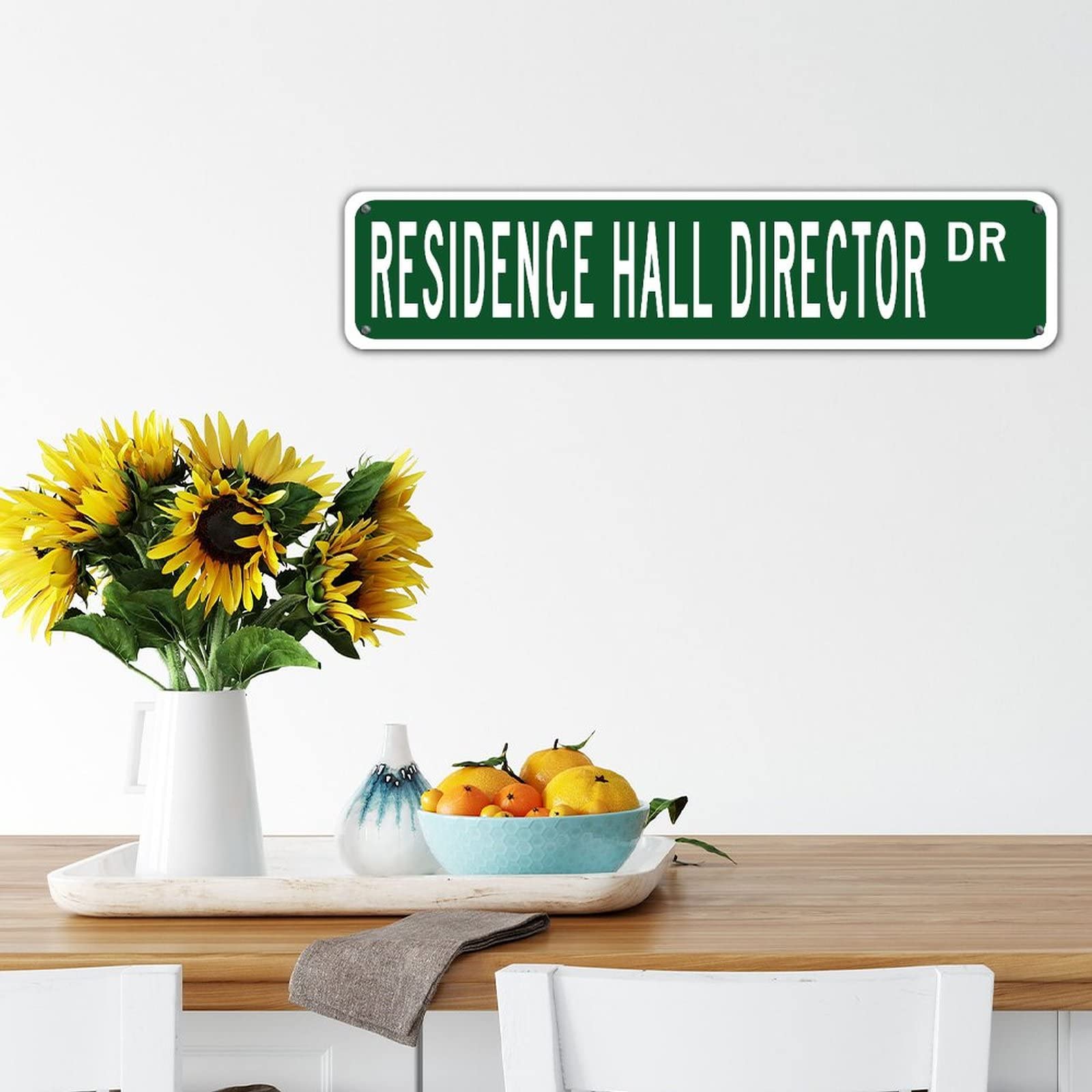 Custom Metal Plaque Sign 4x18 Inch - Farmhouse Green Office & Residence Hall Director Sign for Street, Road, Garden, Yard Decor | Weather-Resistant for Garage, Office, Restaurants | Easy to Mount Wall Decor for Home & Business
