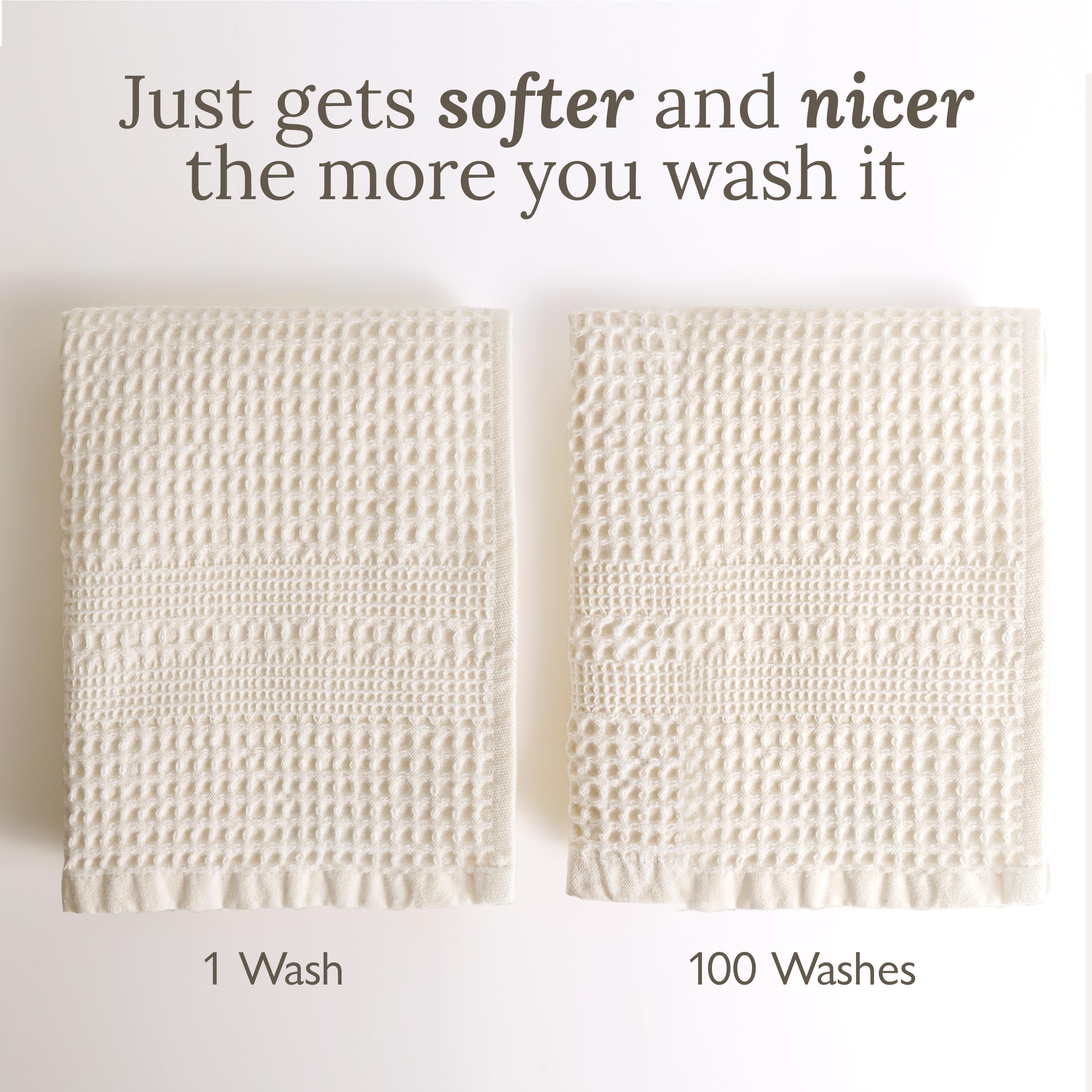 Premium GILDEN TREE 100% Cotton Waffle Bath Towels Set of 2 - Ultra Absorbent, Quick Dry & Lightweight for Bathroom, Spa, Gym & Travel (Pewter, Classic Style)