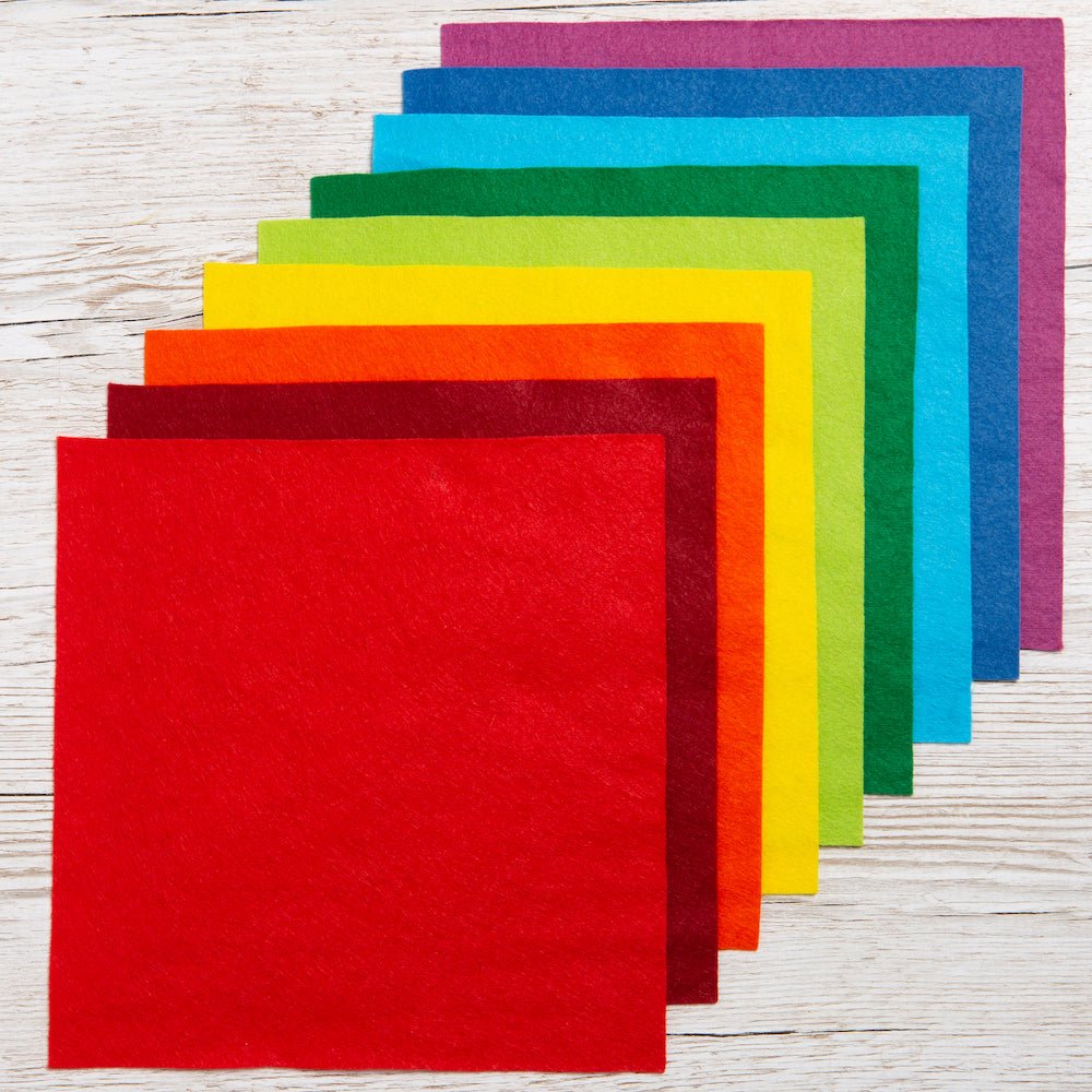 Vibrant Rainbow Felt Fabric Bundle - 20-Piece DIY Craft Supplies for Sewing, Scrapbooking & Kids Art Projects | Perfect for Classroom Activities, Home Decor & Creative Handmade Gifts