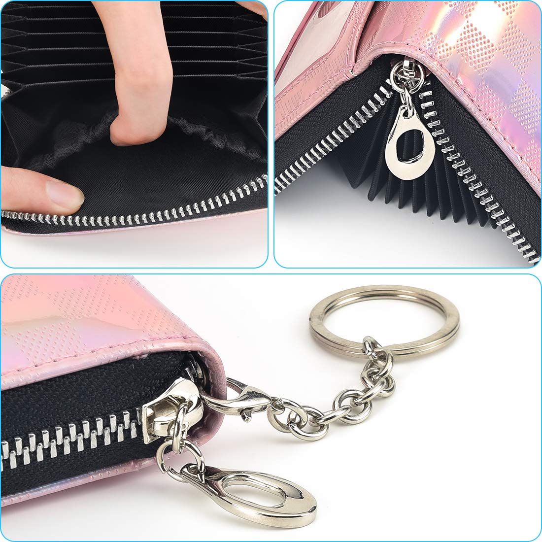 HerriaT Genuine Leather RFID Blocking Wallet for Men & Women - Slim Bifold Credit Card Holder with Zipper Coin Pocket & Keychain - Perfect for Travel, Business & Everyday Use