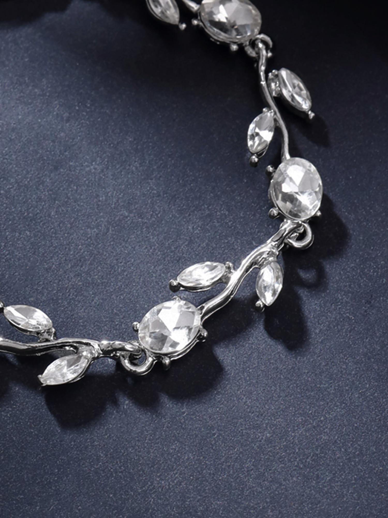 Rose Gold Plated Crystal Bracelet for Women - Elegant Rose Leaf Design, Yellow Chimes & Silver Accents | Perfect Birthday, Anniversary Gift for Wife, Girlfriend, Mom | Ideal for Parties, Weddings & Everyday Wear