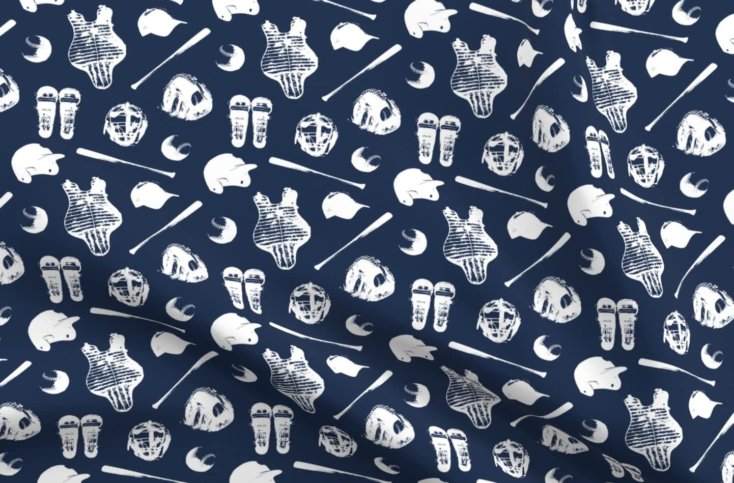 Baseball Navy Blue Sports Fabric by The Yard - Soft Minky Material for Baby Blankets, Quilt Backing & Boys' Game Room Decor - Perfect for Sewing Projects & Plush Crafts