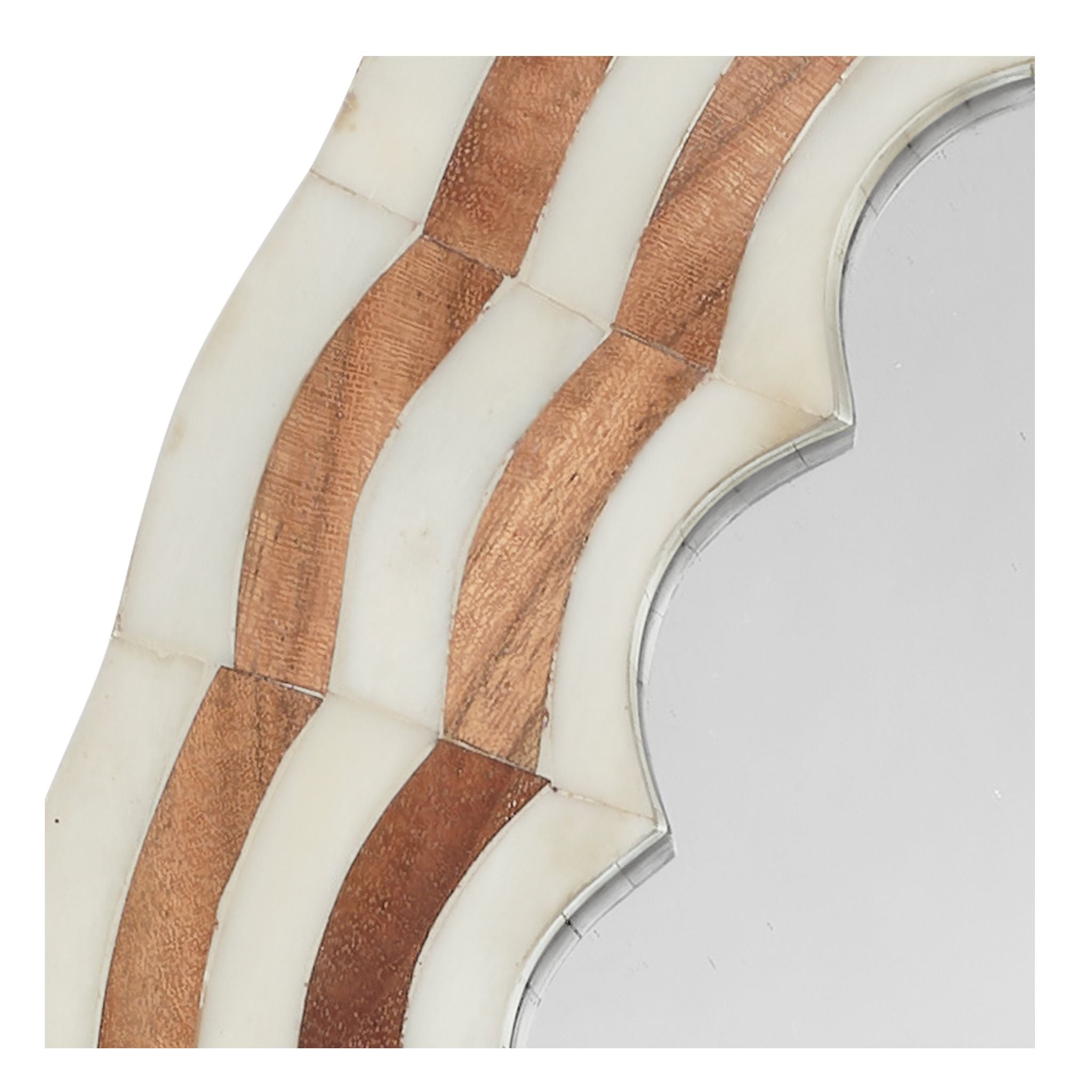 Bardot Large Wall Mirror - Elegant Wood and Bone Inlay Design - Perfect for Living Room, Bedroom, or Entryway Decor
