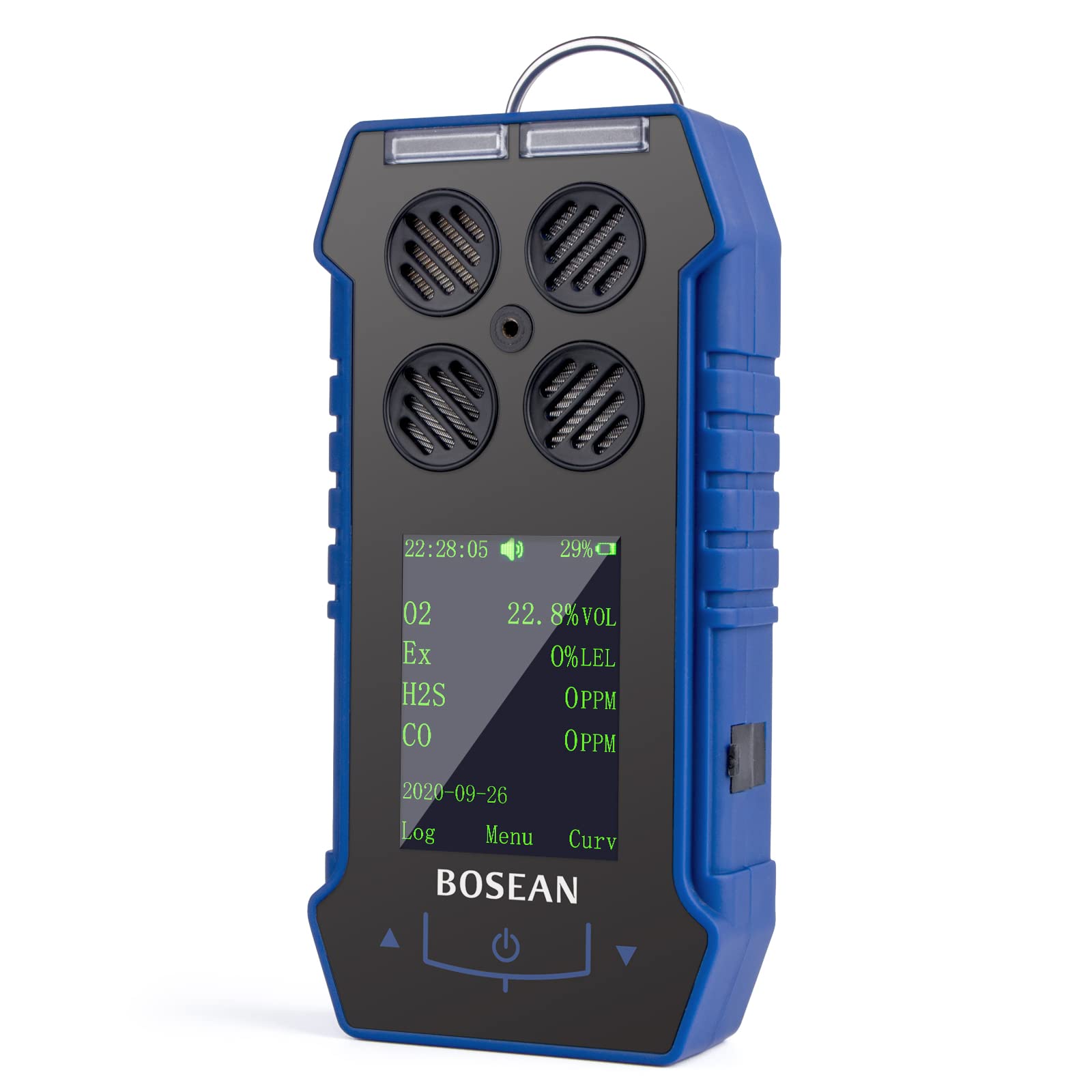 BOSEAN 4 Gas Detector - Portable Multi Gas Monitor for H2S, O2, CO & LEL Detection | Rechargeable Gas Meter with Vibration, Audible & Visual Alarms | LCD Color Screen Gas Analyzer | Ideal for Industrial Safety, Confined Space Entry & Hazardous Environment Monitoring