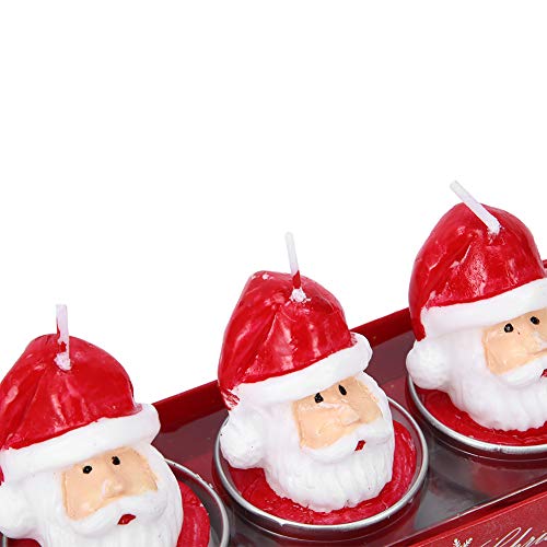 Santa Claus Head Shaped Tealight Candles - 2 Pack Christmas Decorative Jar Candles for Holiday Table Decor, Party Centerpiece & Festive Home Ambiance