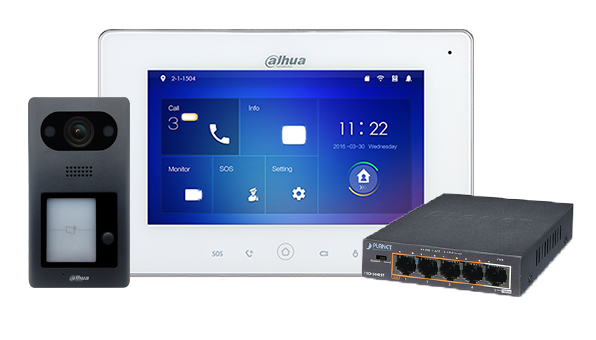 PoE IP Video Intercom Kit with 2-Button Outdoor Station - Secure Home & Business Entry System for Apartments, Offices & Gated Communities