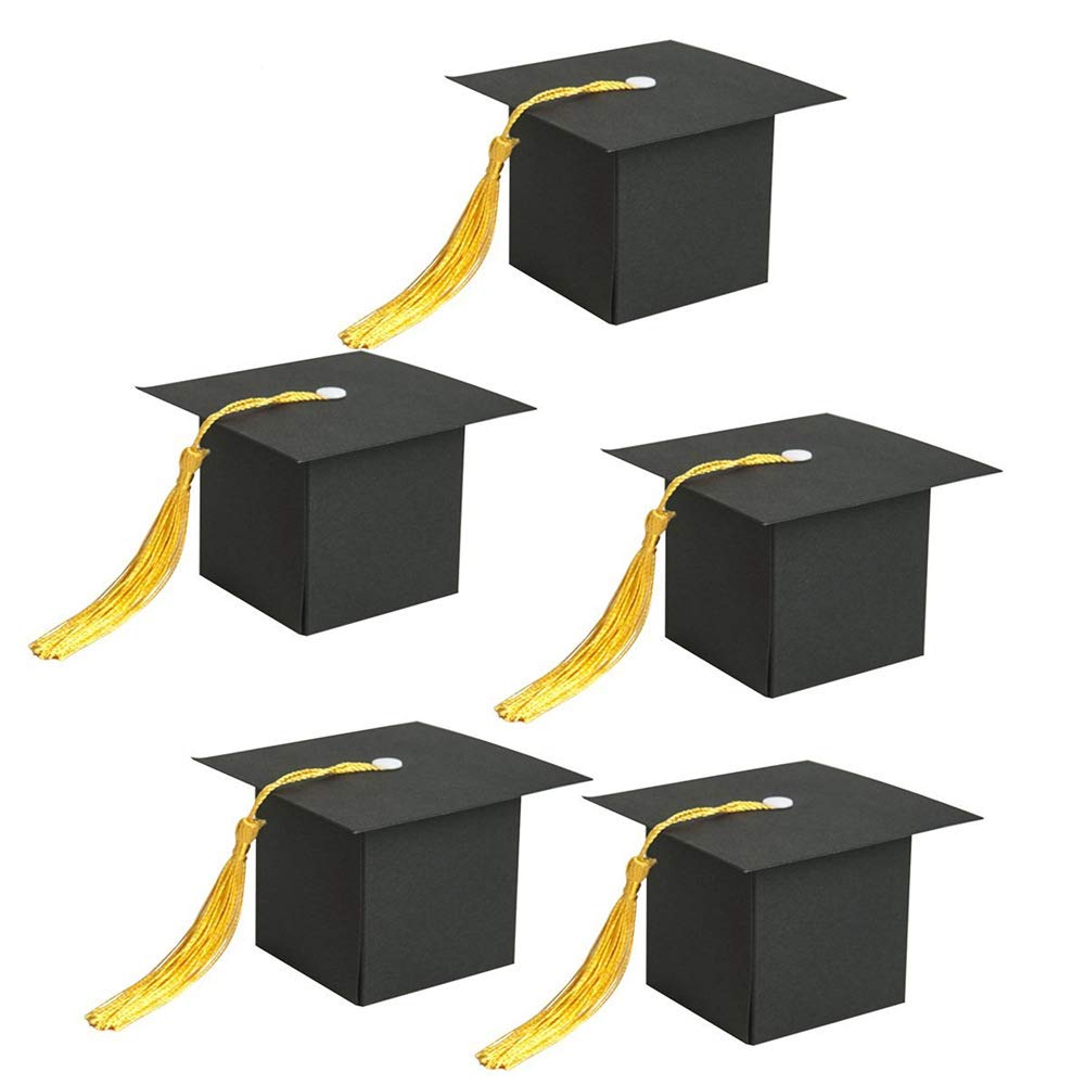 GREATLOVE Graduation Cap Decorations - 10PCS Black Graduation Gift Box with Chocolates | Perfect for Graduation Parties, Christmas Gifts & Kids Celebrations