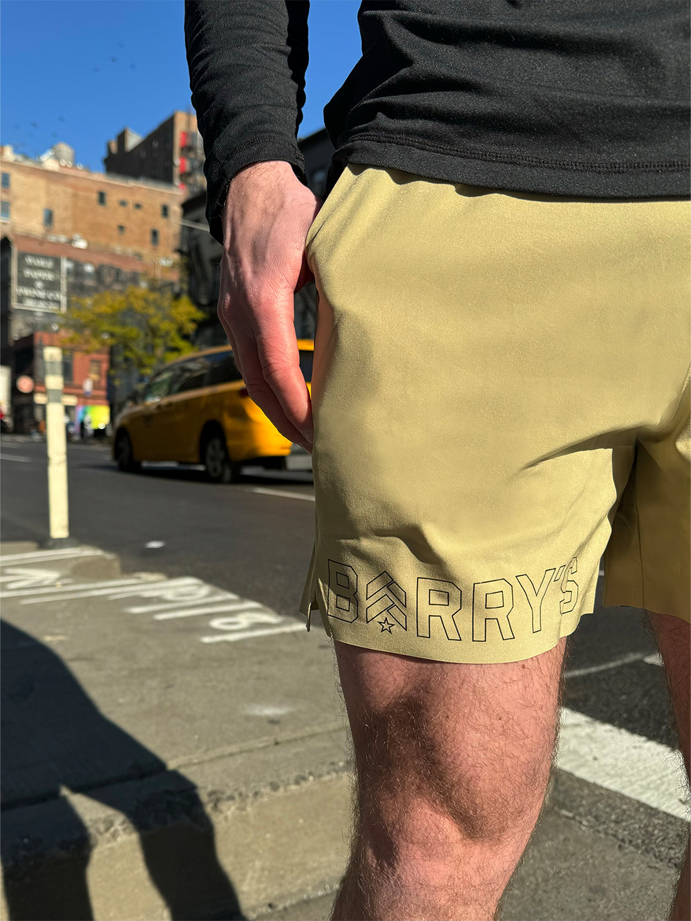 Barry's Taupe 5-Lined Training Shorts for Men - Comfortable Gym Workout & Running Shorts with Moisture-Wicking Fabric - Perfect for Fitness, Jogging & Active Lifestyle