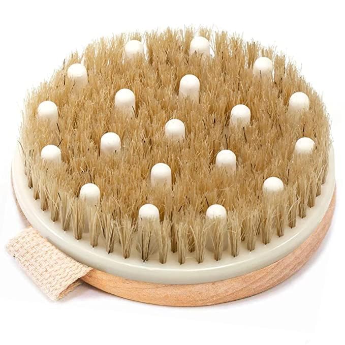 VENIVA Round Body Bath Brush - Solid Wood Exfoliating Brush for Smooth & Soft Skin, Improves Circulation & Prevents Ingrown Hairs - Perfect for Shower, Spa & Daily Skincare Routine