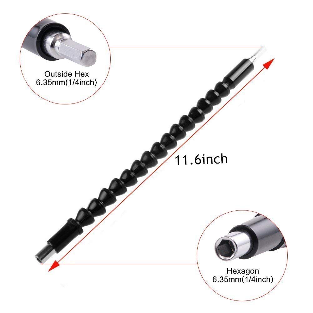 22-Piece Hex Socket Bit Set with Flexible Extension Shaft - Electric Screwdriver & Hand Drill Accessories Kit - Perfect for DIY Projects, Automotive Repairs, and Home Improvement Tasks