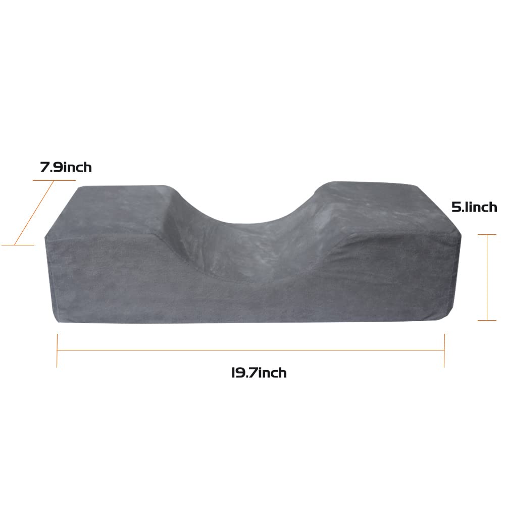 Professional Beauty Salon Eyelash Extension Neck Pillow - Soft Velvet Memory Foam Support for Lash Technicians & Clients - Ergonomic Design for Comfort During Eyelash Extensions, Microblading & Spa Treatments (Grey) - Perfect for Lash Studios, Beauty Salons & Home Use