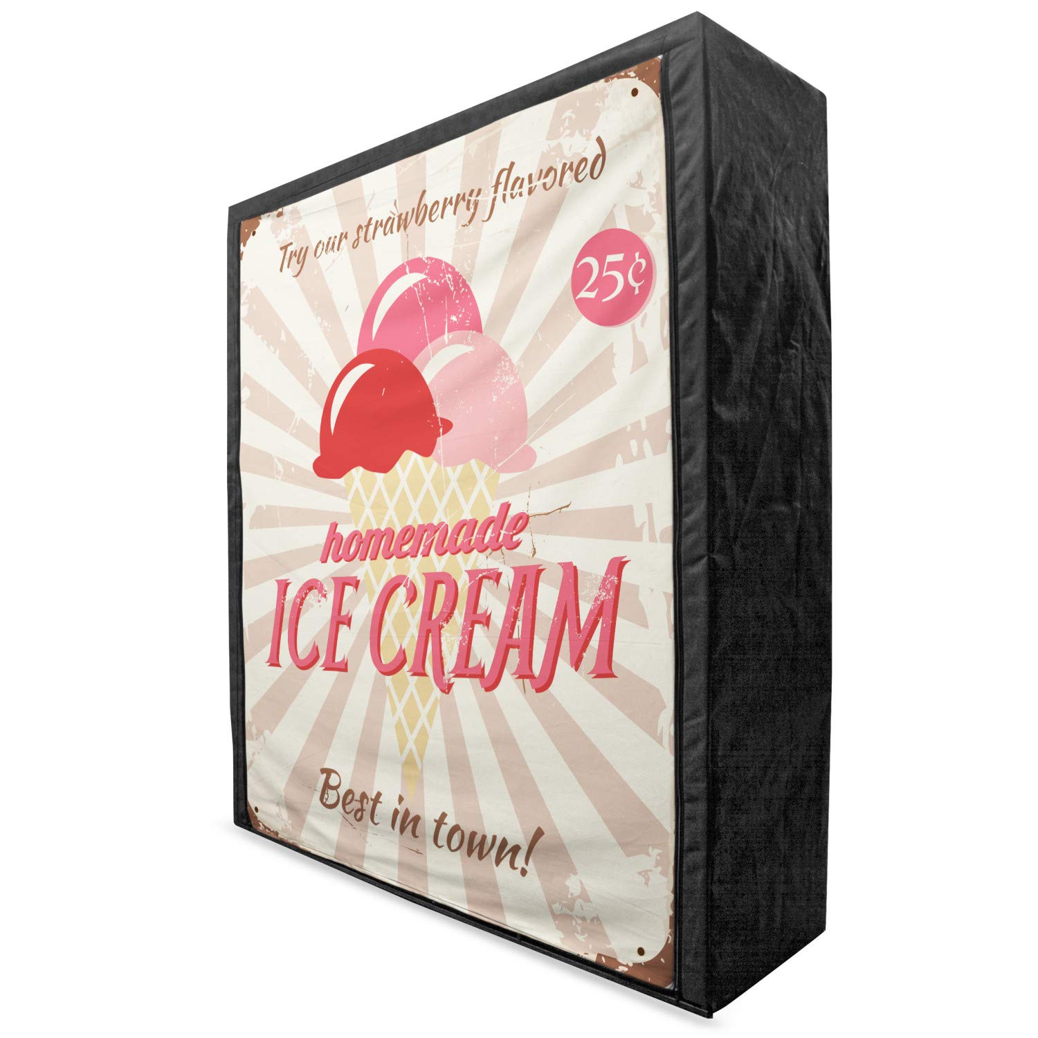 Ambesonne Vintage Ice Cream Print Fabric Wardrobe - Portable Clothing Organizer with Shelves, 59