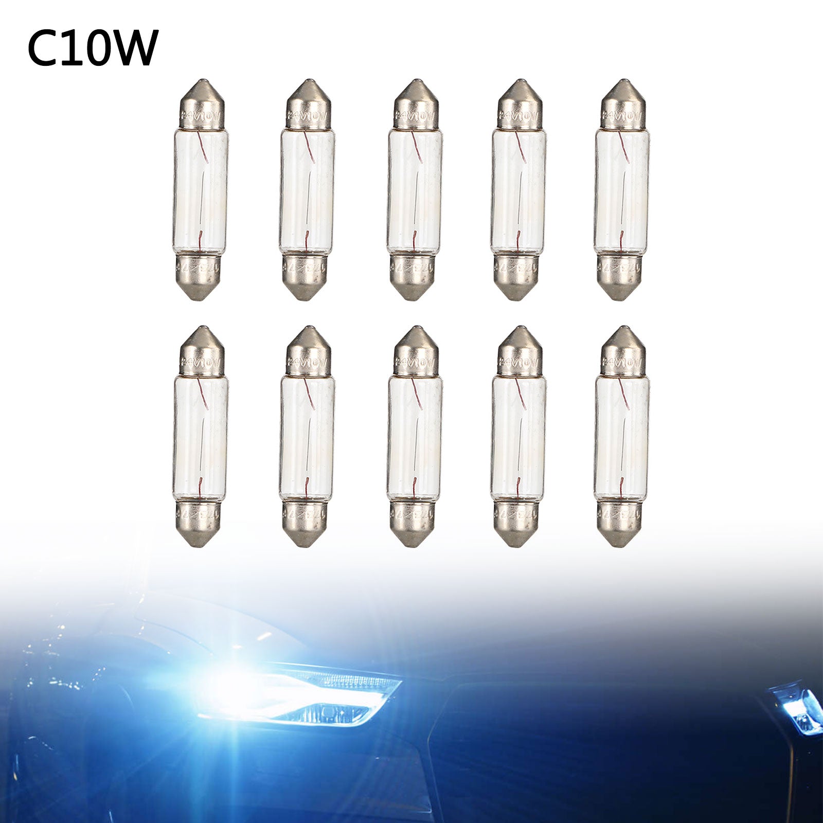 10x NARVA 17327 C10W 24V10W SV8.5 Car Auxiliary Bulbs - Replacement Lights for Trucks, Buses & Heavy Vehicles - Perfect for Night Driving & Off-Road Adventures
