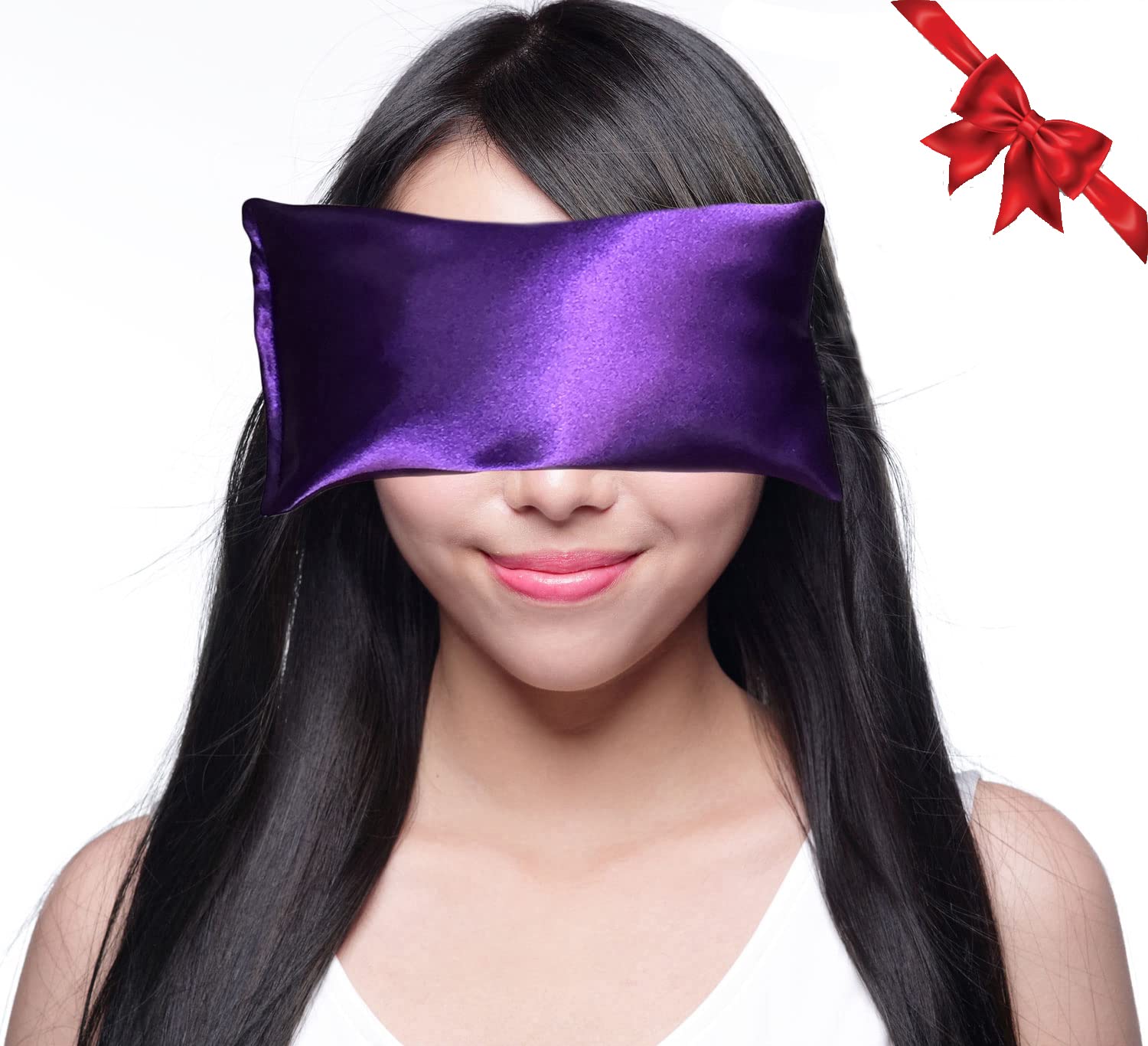 Lavender Weighted Eye Pillow for Hot & Cold Therapy - Aromatherapy Sleep Mask for Yoga, Meditation, Stress & Migraine Relief - Perfect Gift for Women, Teachers, Birthday - Made in USA by Happy Wraps - Amethyst Design | Use for Home Relaxation, Spa Days & Travel Comfort