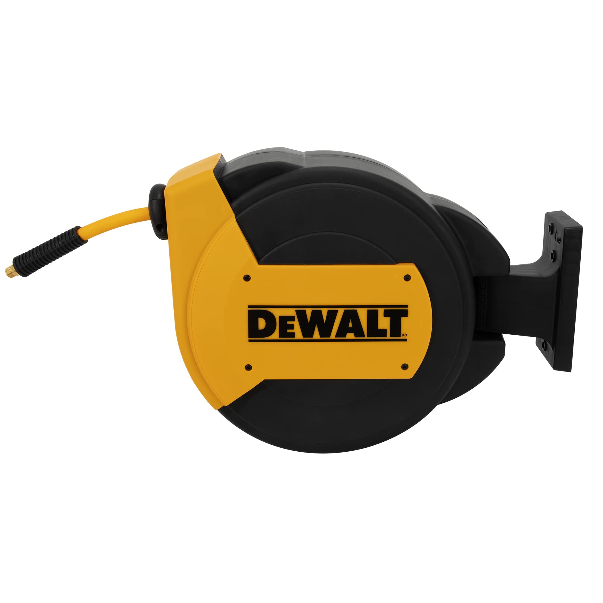DEWALT 3/8 in. x 50 ft. Retractable Air Hose Reel with Automatic Rewind - 300 PSI MAX Durable Enclosed Air Compressor Hose for Workshop, Garage & Automotive Use - Ideal for Pneumatic Tools, Tire Inflation & Airbrushing