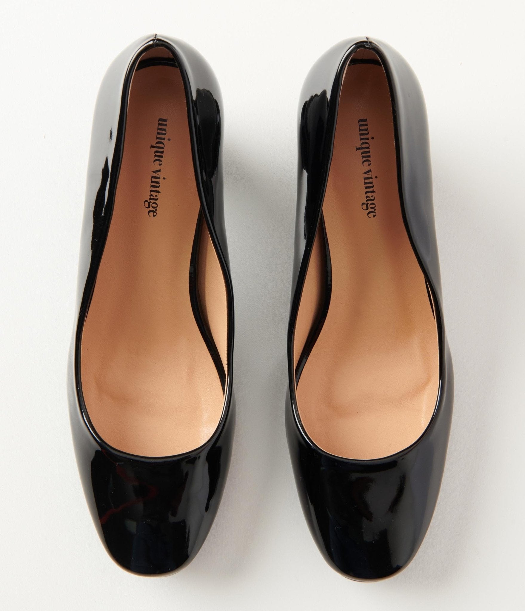 Vintage Black Patent Leatherette Ball Heel Pumps - Classic Women's Dress Shoes for Office, Party & Special Occasions