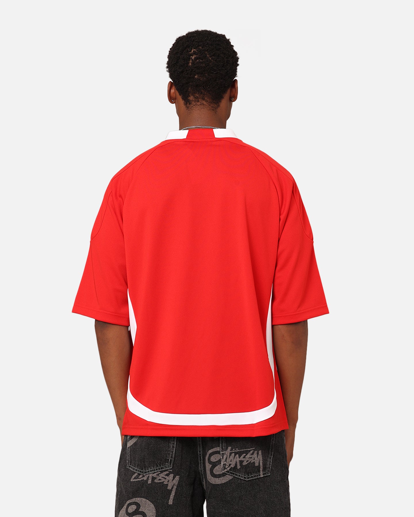 Adidas Oversized Short Sleeve Jersey - Better Scarlet Red Men's Athletic Shirt for Basketball, Running & Casual Wear