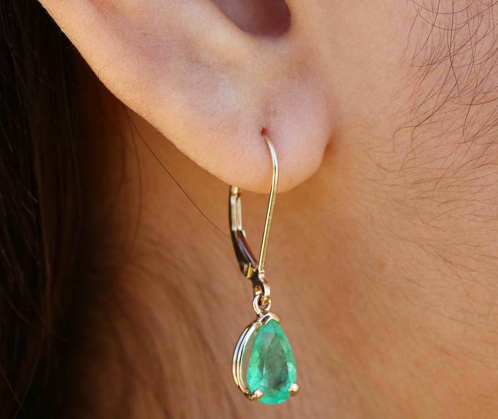 14K Gold Classic 2.0tcw Pear Drop Dangle Leverback Earrings for Women - Elegant Wedding, Party & Evening Wear Jewelry Gift