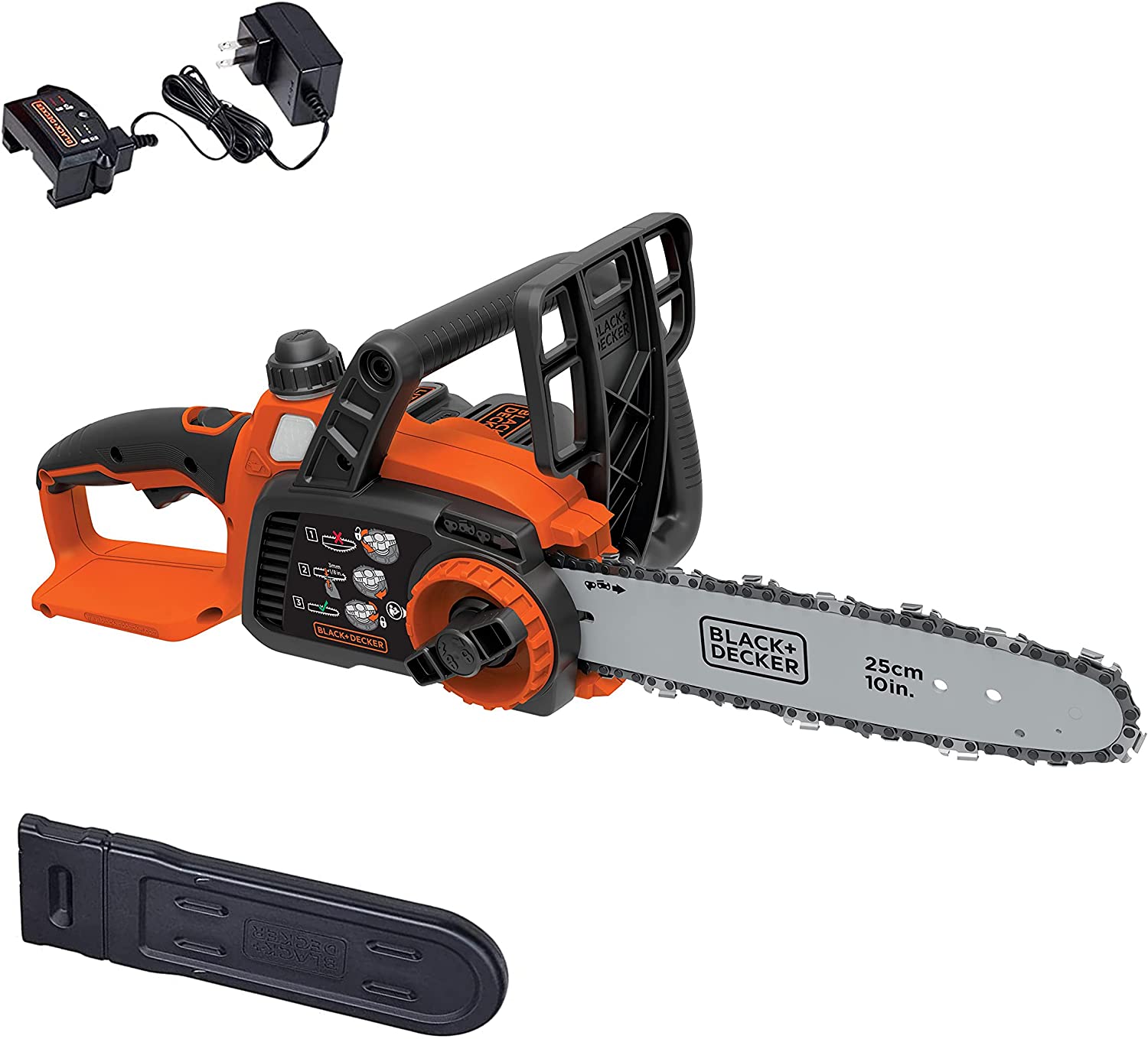 BLACK+DECKER 20V Lithium Cordless Chainsaw - LCS1020 (Refurbished with Full Warranty) | Perfect for Tree Trimming, Firewood Cutting & Yard Maintenance