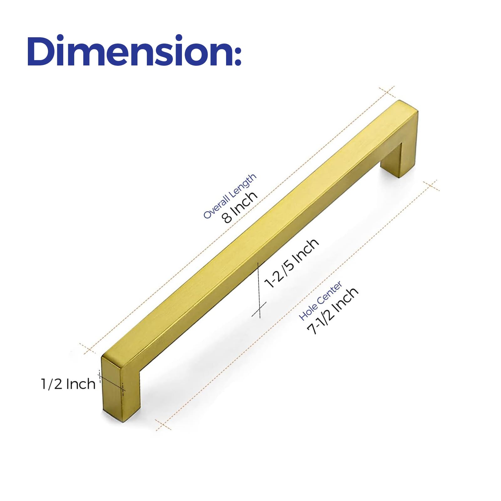 Ravinte 30 Pack 7.5 Inch Brushed Brass Square Cabinet Handles - Modern Kitchen Cabinet Pulls & Drawer Handles for Cabinets, Cupboards, Dressers - Perfect for Home Renovation & DIY Projects