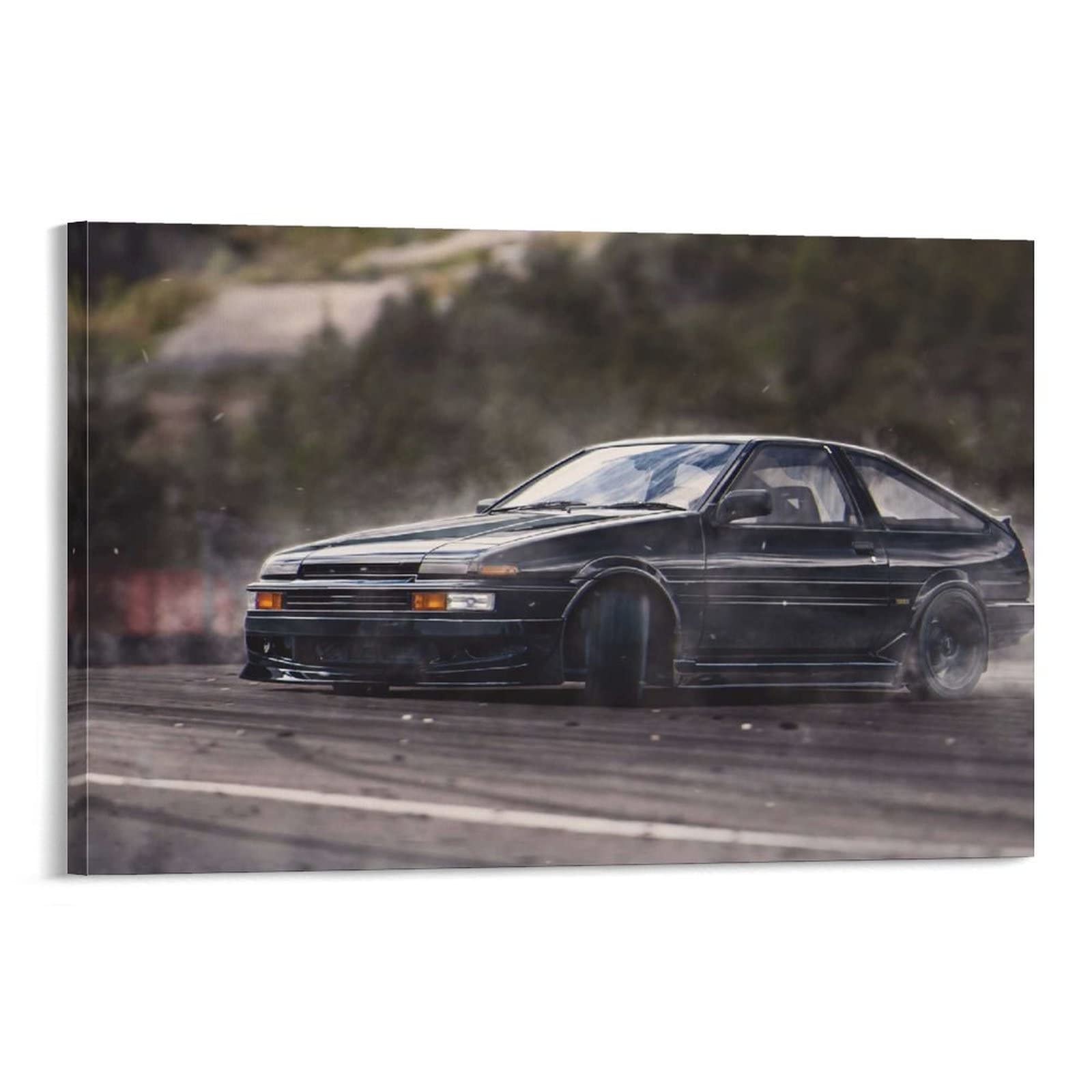 Vintage JDM AE86 Classic Drift Car Art Poster - Canvas Wall Decor Painting for Living Room & Bedroom - 20x30 Inches (50x75cm) - Perfect for Anime Fans, Car Enthusiasts & Japanese Street Culture Decor