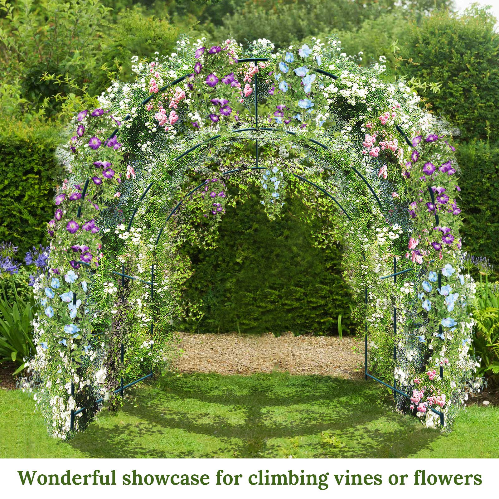 YardGrow Large Garden Support Arch Frame - 6.5x7x7.2ft Climbing Plant Trellis for Roses, Vines & Flowers | Rust-Resistant Metal Arbor for Outdoor Wedding Decor, Party Backdrop & Pergola Structure
