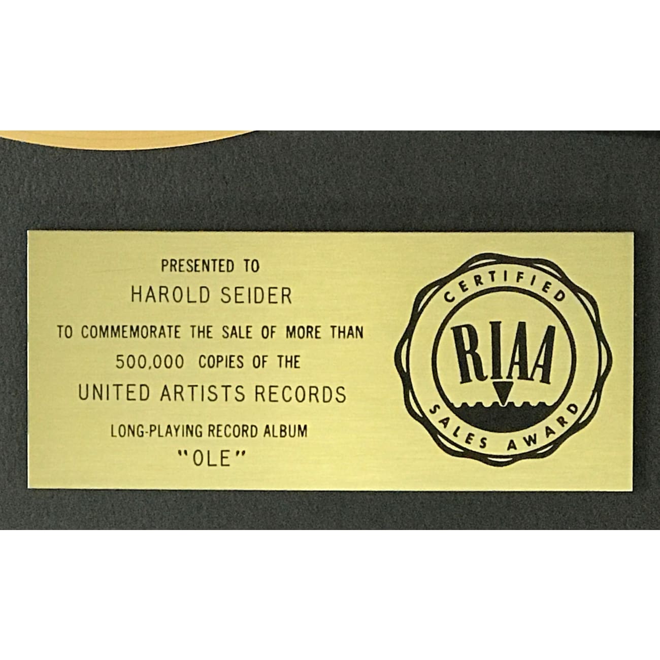 ELO Ole ELO RIAA Gold Album Award - Certified Music Collectible - Perfect for Music Lovers, Record Collectors & Home Decor